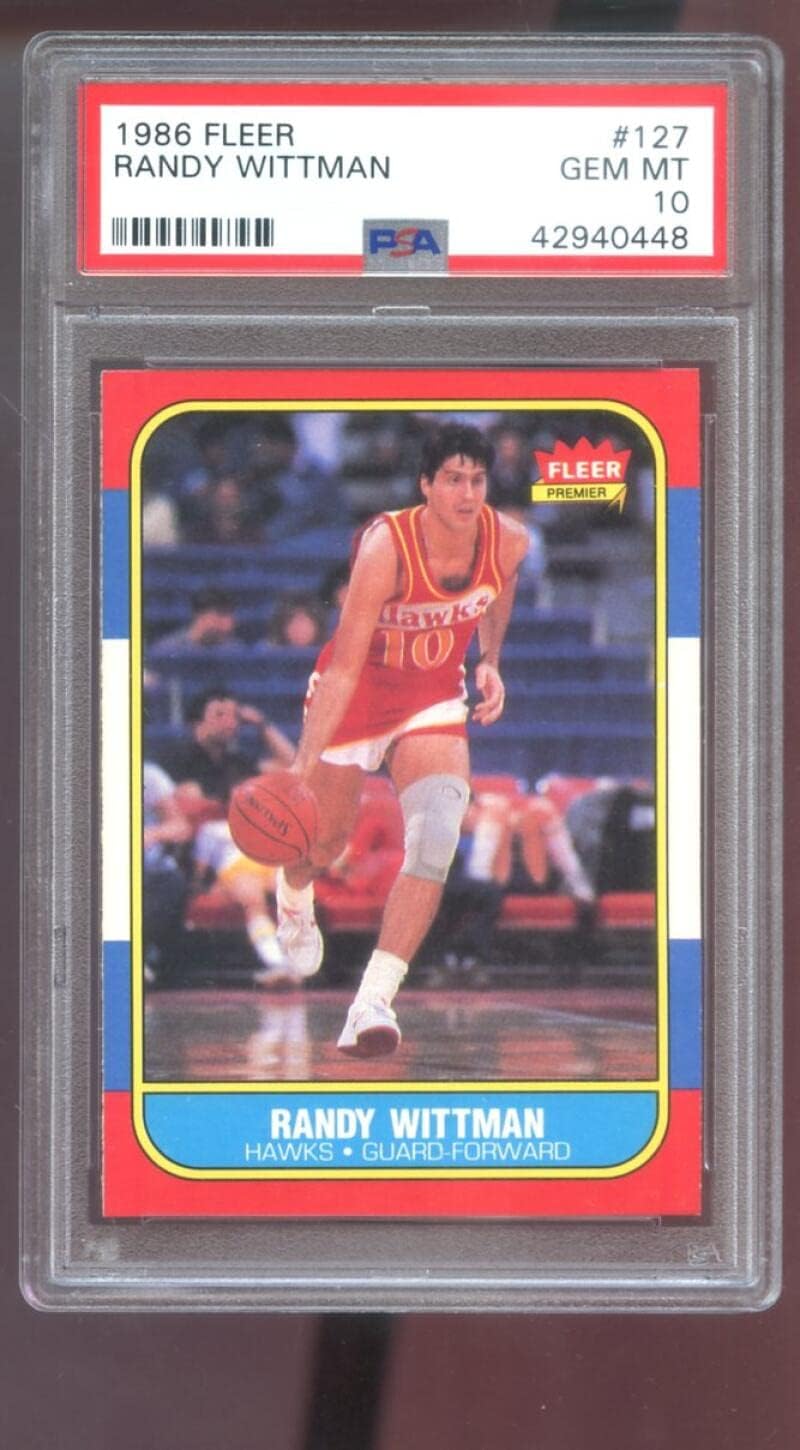 1986-87 Fleer #127 Randy Wittman ROOKIE RC PSA 10 Graded Basketball Card NBA 86-87 1986 1987 Atlanta Hawks GEM MT MINT