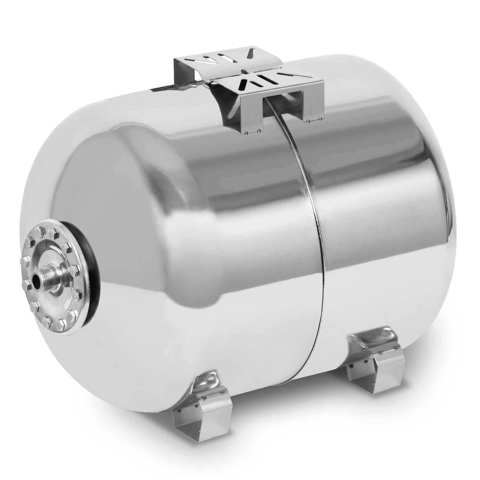 EBERTH Depósito a presión 100L, 6 bar, Intensificador de presión, Depósito, Globo, conexión 1" para bomba doméstica, bomba de pozo, acero inoxidable, Intensificador de presión, horizontal, pared 1,2mm