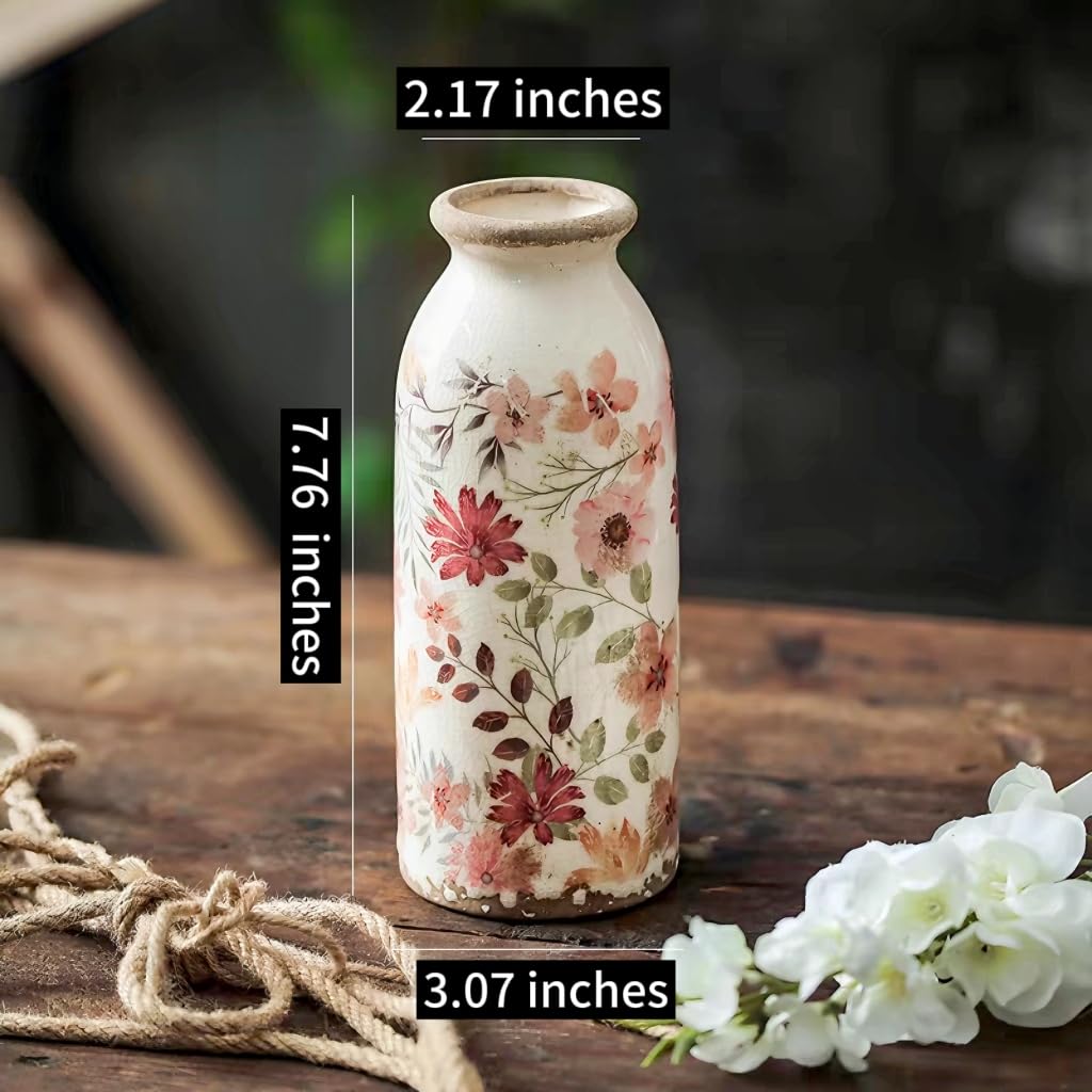 Amazon.com: Vintage Flora Ceramic Vase Set, Retro Rustic Cute Vase