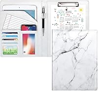 Vista 24 de WAVEYU Carpeta para CV, Portadocumentos, Portapapeles de piel sintética con cubierta para soporte legal, tamaño A4, para bloc de notas