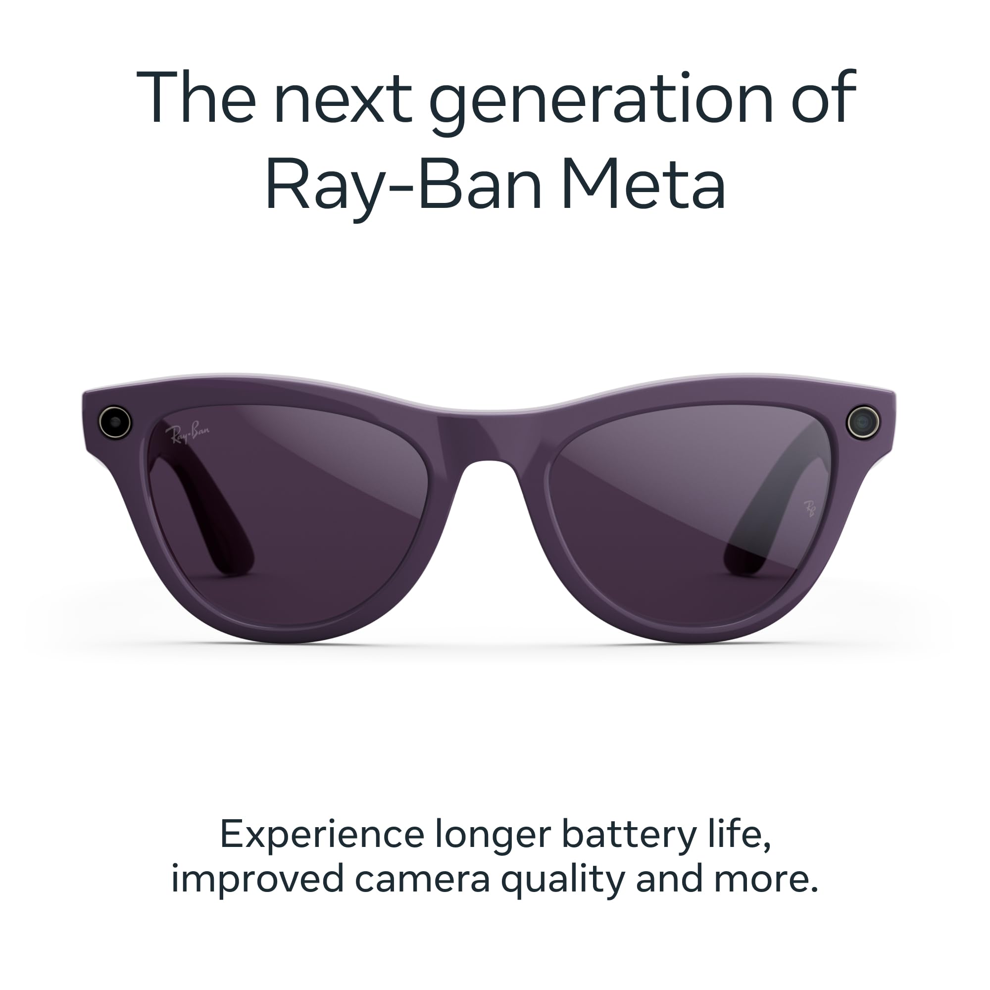 Ray-Ban Meta (Gen 2), Skyler, Shiny Mystic Violet | Smart AI Glasses for Men, Women — 2x Battery Life — 3K Ultra HD Resolution — 12 MP Ultra-Wide Camera, Audio, Video — Transitions® Amethyst Lenses