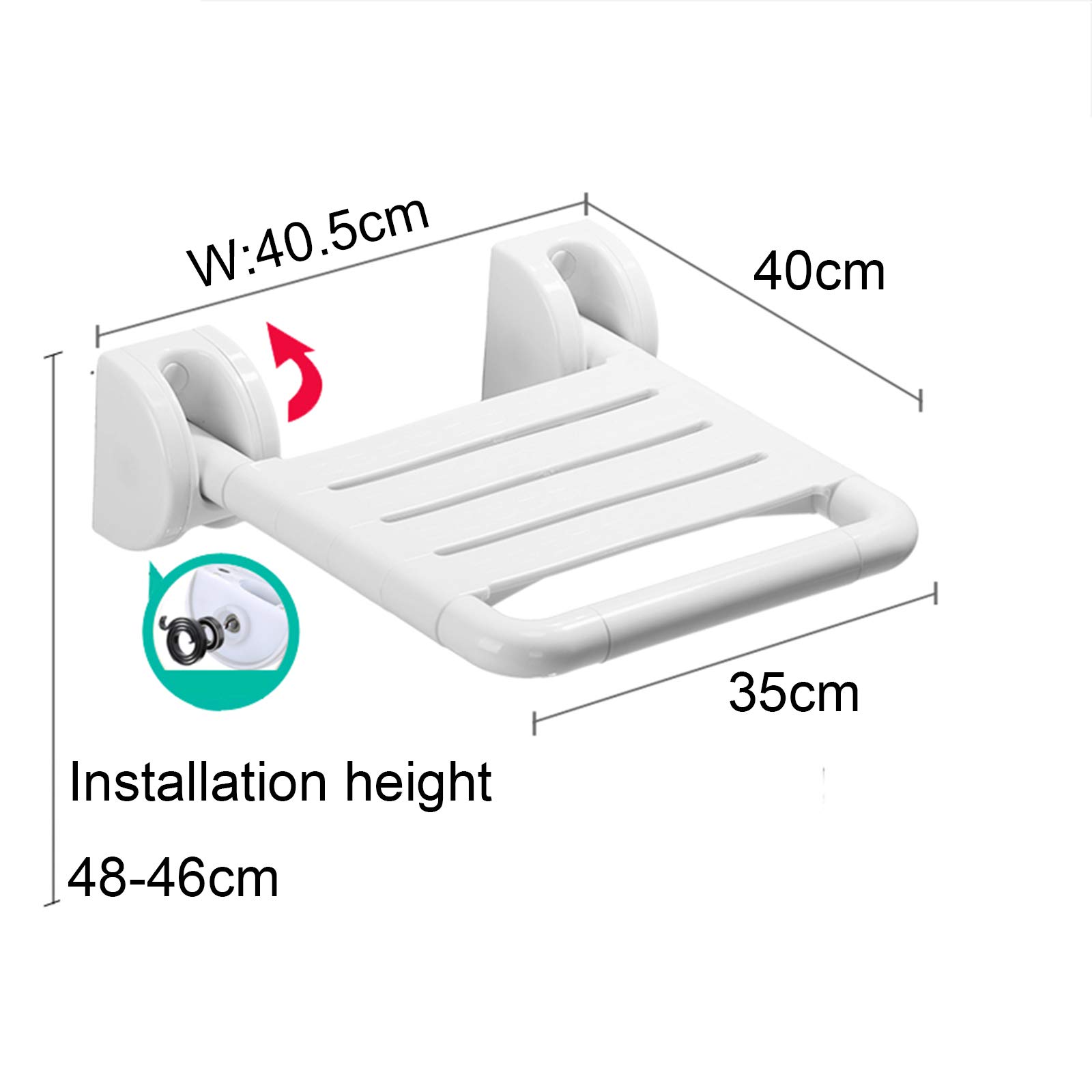 Sedile da Doccia Pieghevole, Sedia da Doccia a Parete per Anziani, con Cerchio Luminoso All'Interno Del Bagno Sgabello Doccia M Carico 200Kg/Brown38X33.8X46Cm/White