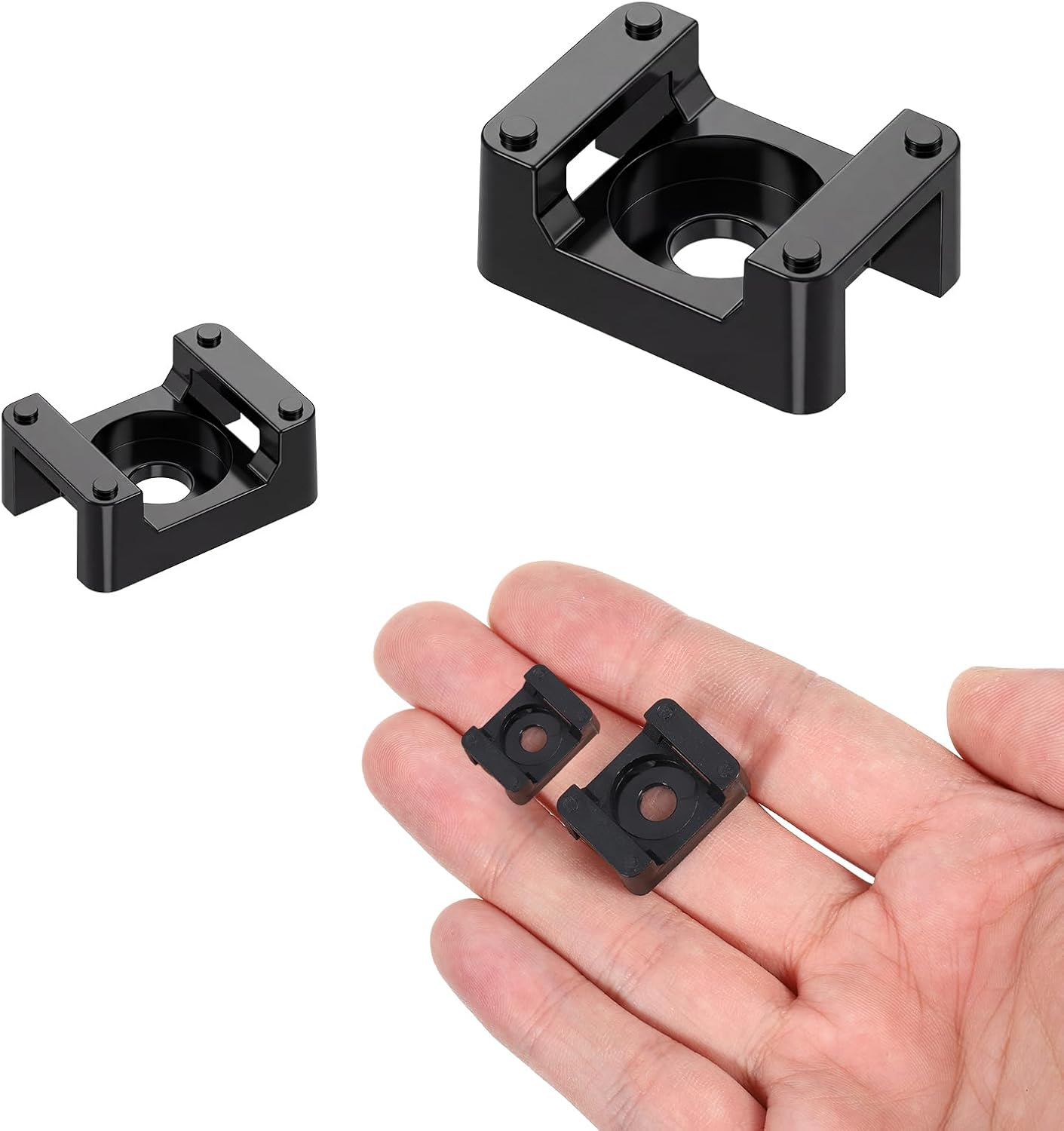50 Pcs Zip Tie Mount 2 Size Wire Holder Cable Tie Mount Fix Bottom Wire Management Zip Ties with Screw Hole for Wires Management Baseborad Wall Desk