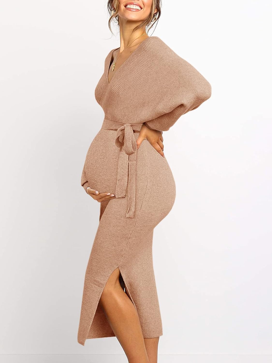 Chang Yun Maternity Nursing Dress Sweater Dress for Women Wedding Guest Dress Baby Shower Maternity Photoshoot Outfits - Image 2