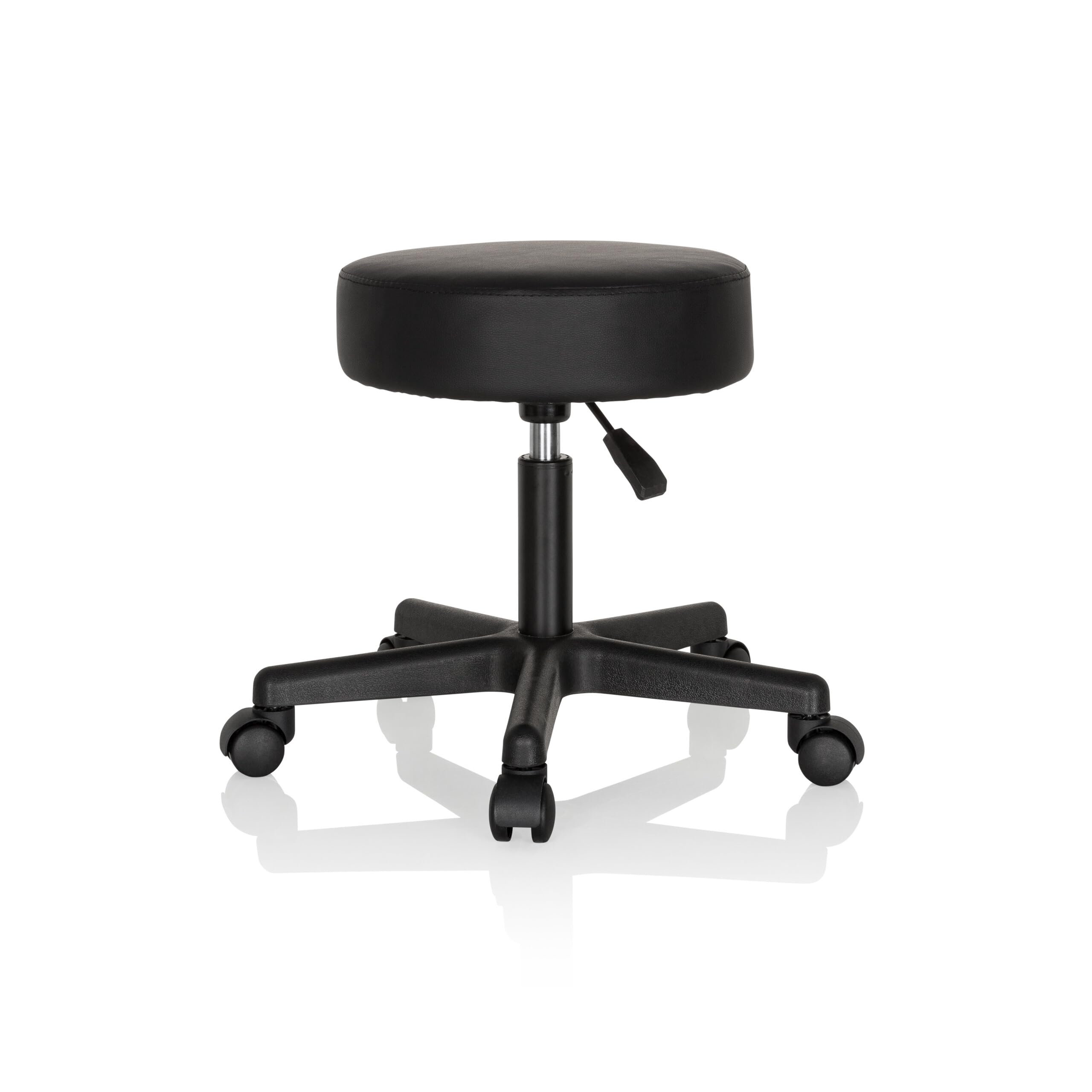 HJH Office 670926 Sgabello girevole OPERATOR I Finta pelle Nero Sgabello regolabile in altezza con rotelle