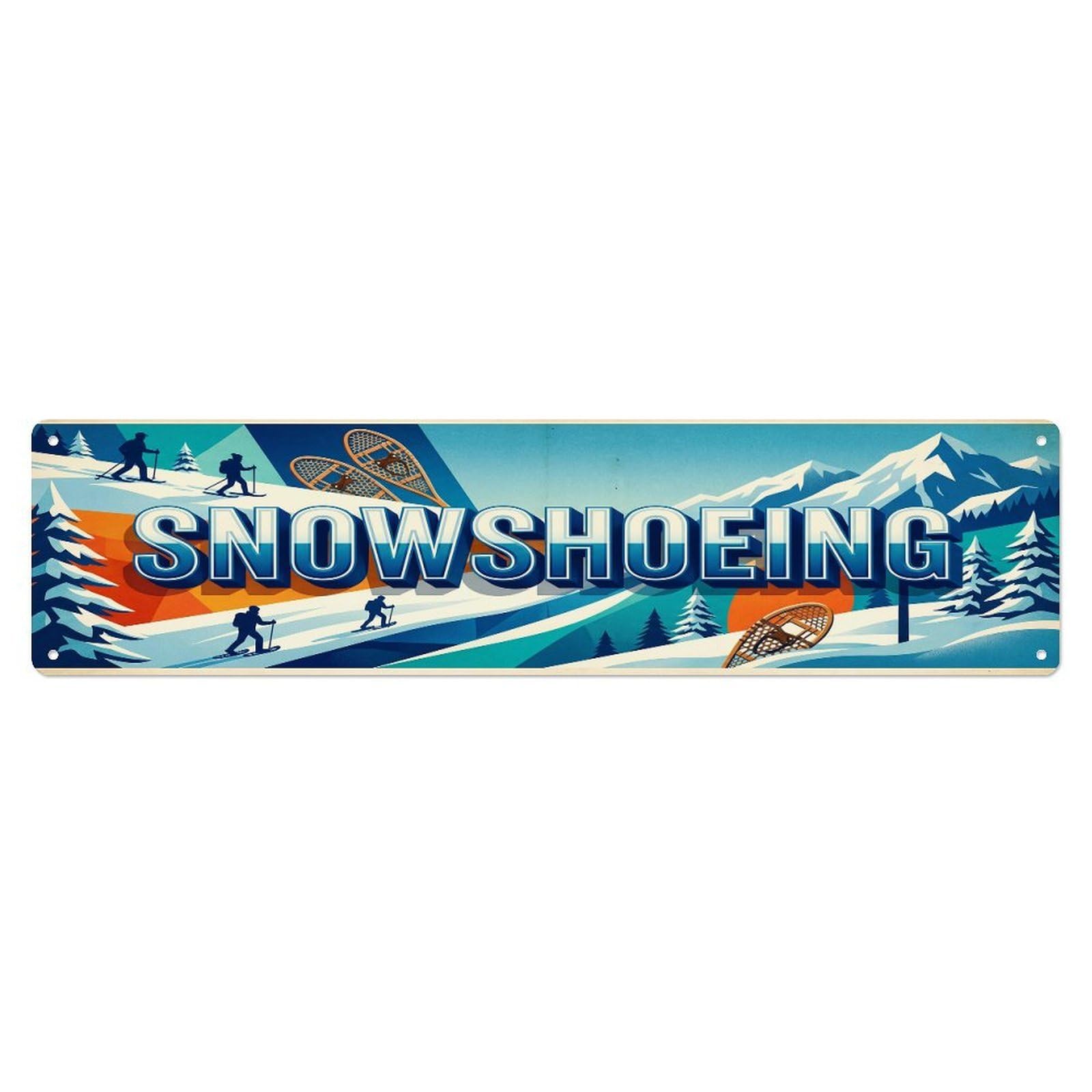 Vintage Snowshoeing Outdoor Activity Sports Metal Tin Sign