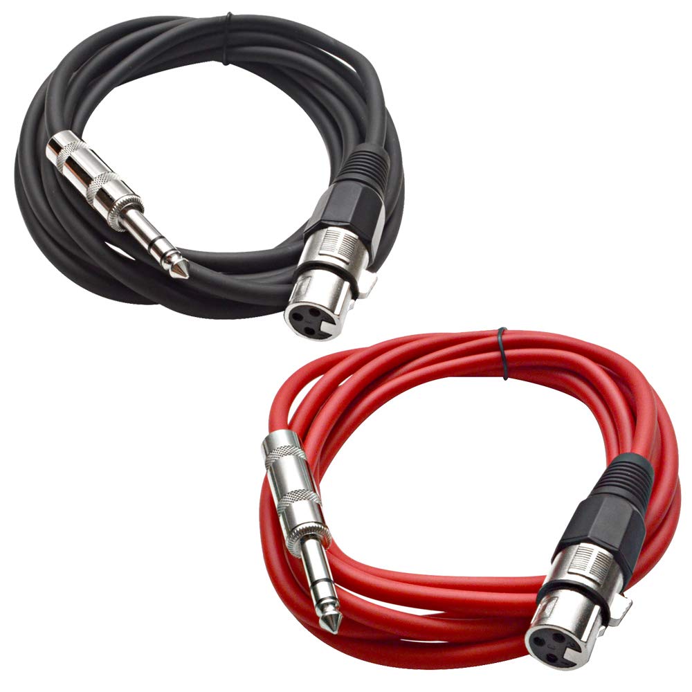 Seismic Audio - SATRXL-F10-2 Pack of 10 Foot 1/4 Inch TRS to XLR Female Patch Cables - Balanced - 10 Foot Patch Cord - Yellow and Yellow