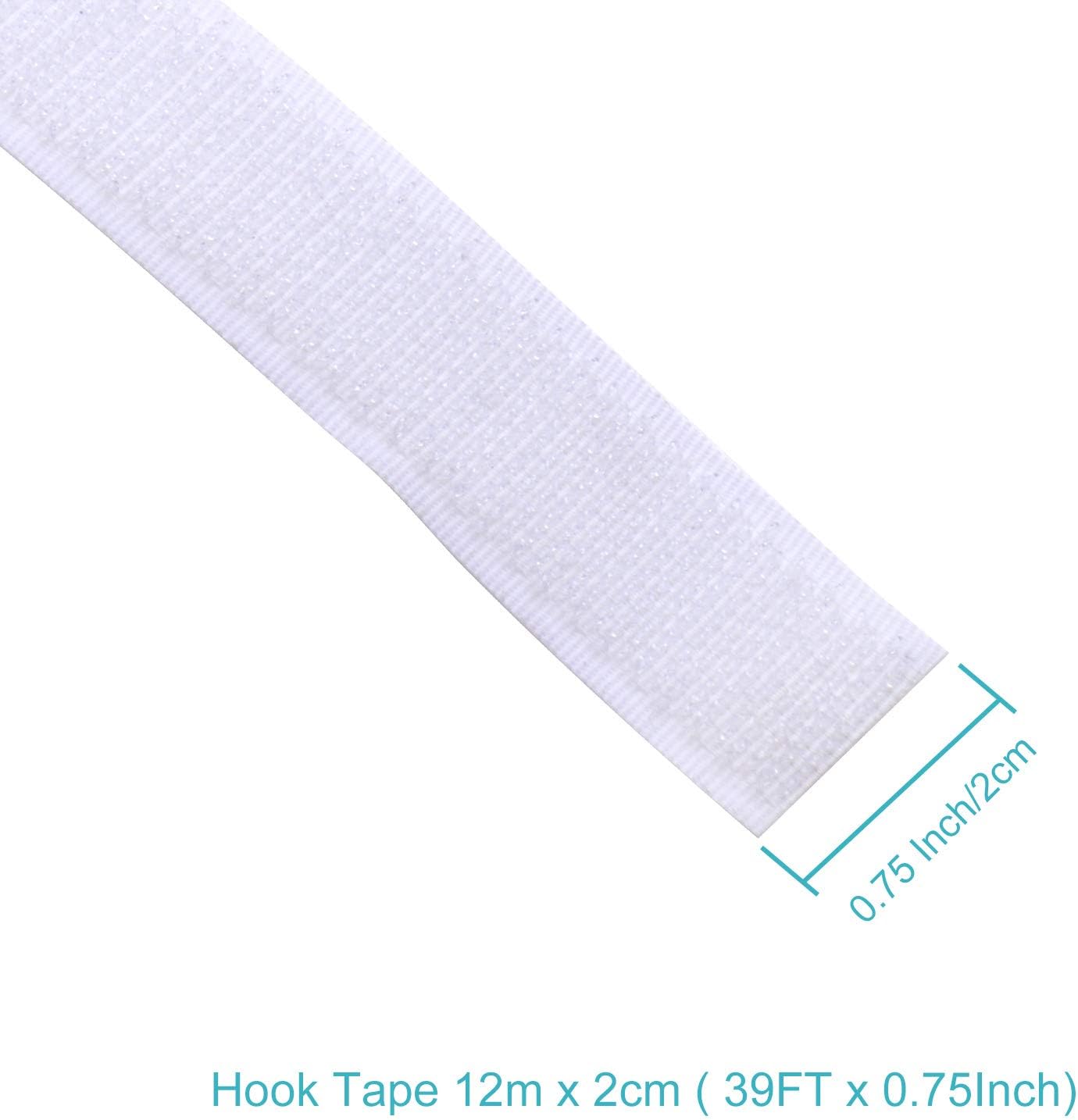 HOOMEE Adhesive Backed Hook Tape Fastener for Magnetic Screen Door, Mosquito Screen, Window Seal, Door Seal, Household- 39FT x 0.75 Inch, White