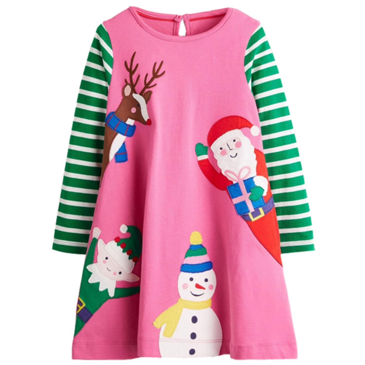Toddler Girl Long Sleeve Dress Cotton Casual Basic Tunic Dresses Cartoon Applique Dress Kids Fall Winter Clothes