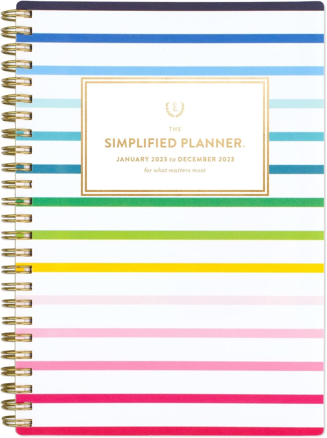 At-A-Glance 2023 Weekly & Monthly Planner, Simplified by Emily Ley, 5-1/2" x 8-1/2", Small, Monthly Tabs, Happy Stripe (EL90-200), EL90-200-23
