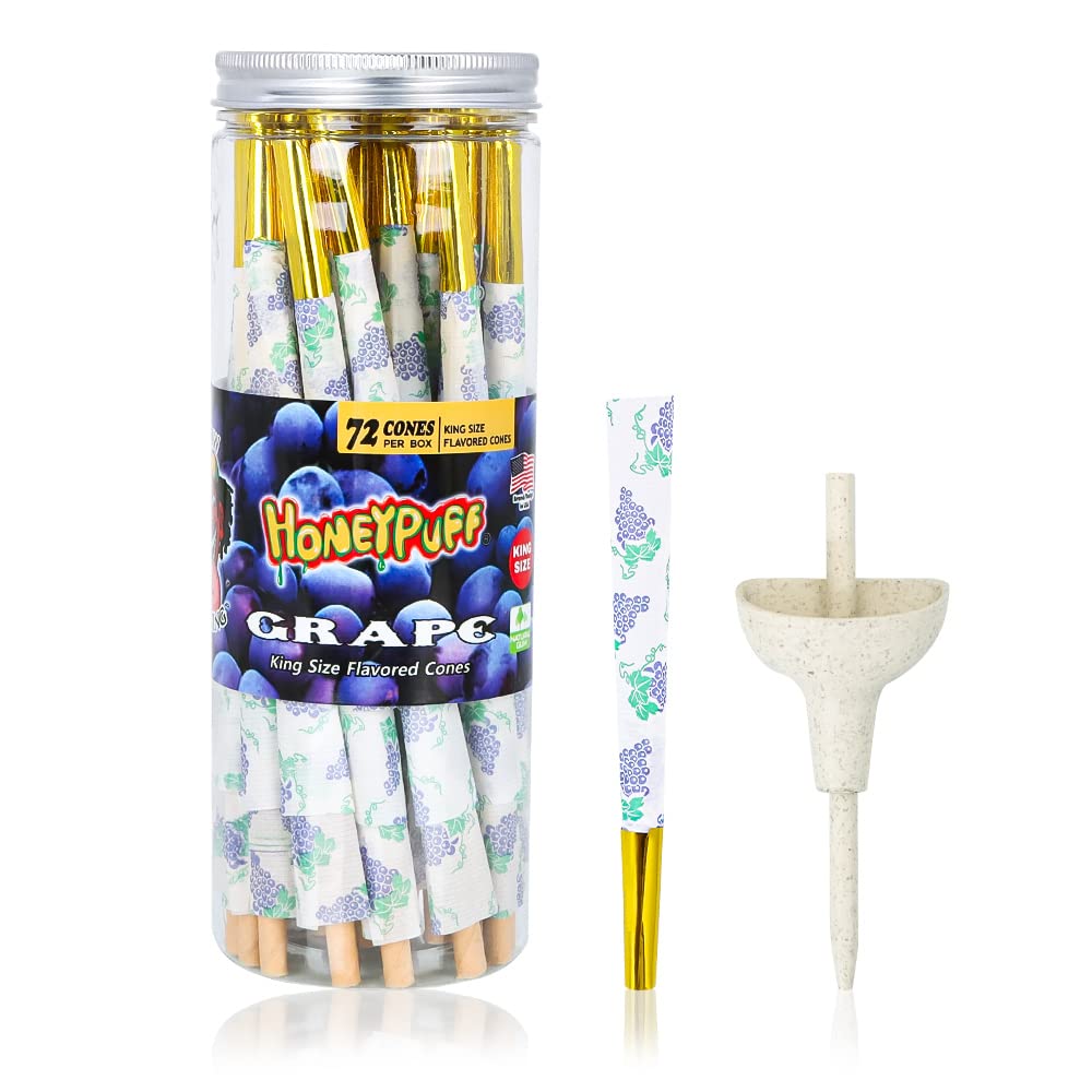 Flavored Cones, Natural Grape Flavors Pre Rolled Cones With Beautiful Tips Paper, Classic Slow Burning Rolling Papers, King Size, 72 Pack