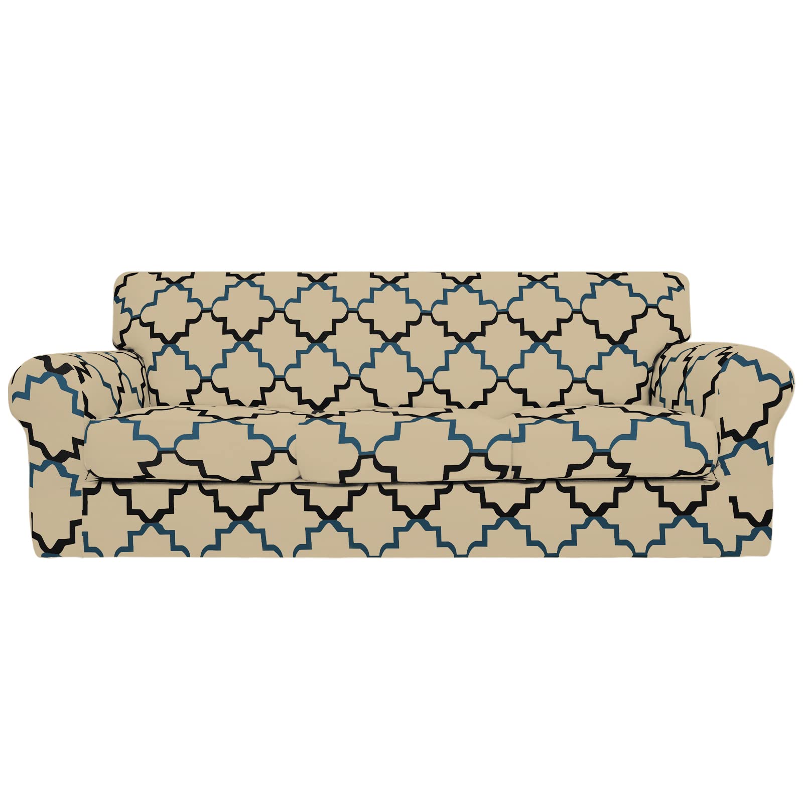 Easy-Going 4 Pieces Stretch Sofa Cover for 3 Cushion Couch Washable