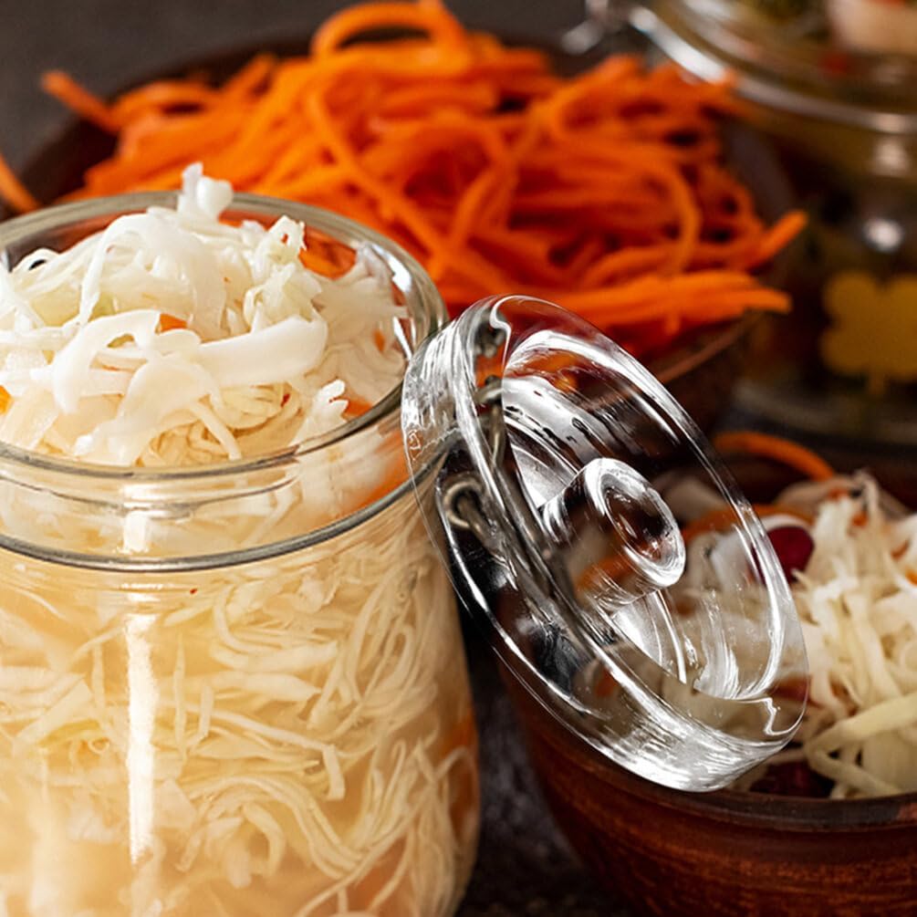 6pcs Glass Jar Weights for Fermenting Compact Fermenting Weights for Wide Mouth Jars for Sauerkraut Kimchi and More Convenient Handle for Easy Use