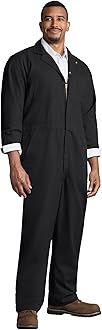 Red Kap Men's Twill Action Back Coverall, Black, 58 Long