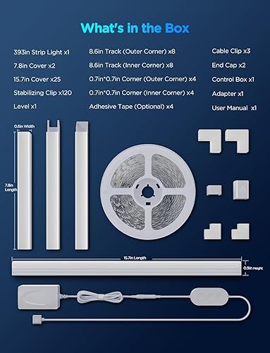 Miniatura 7 de Govee RGBIC - Tira de luces LED de 32.8 pies con cubiertas, luces inteligentes que funcionan con Alexa y Google Assistant, canal difusor LED con