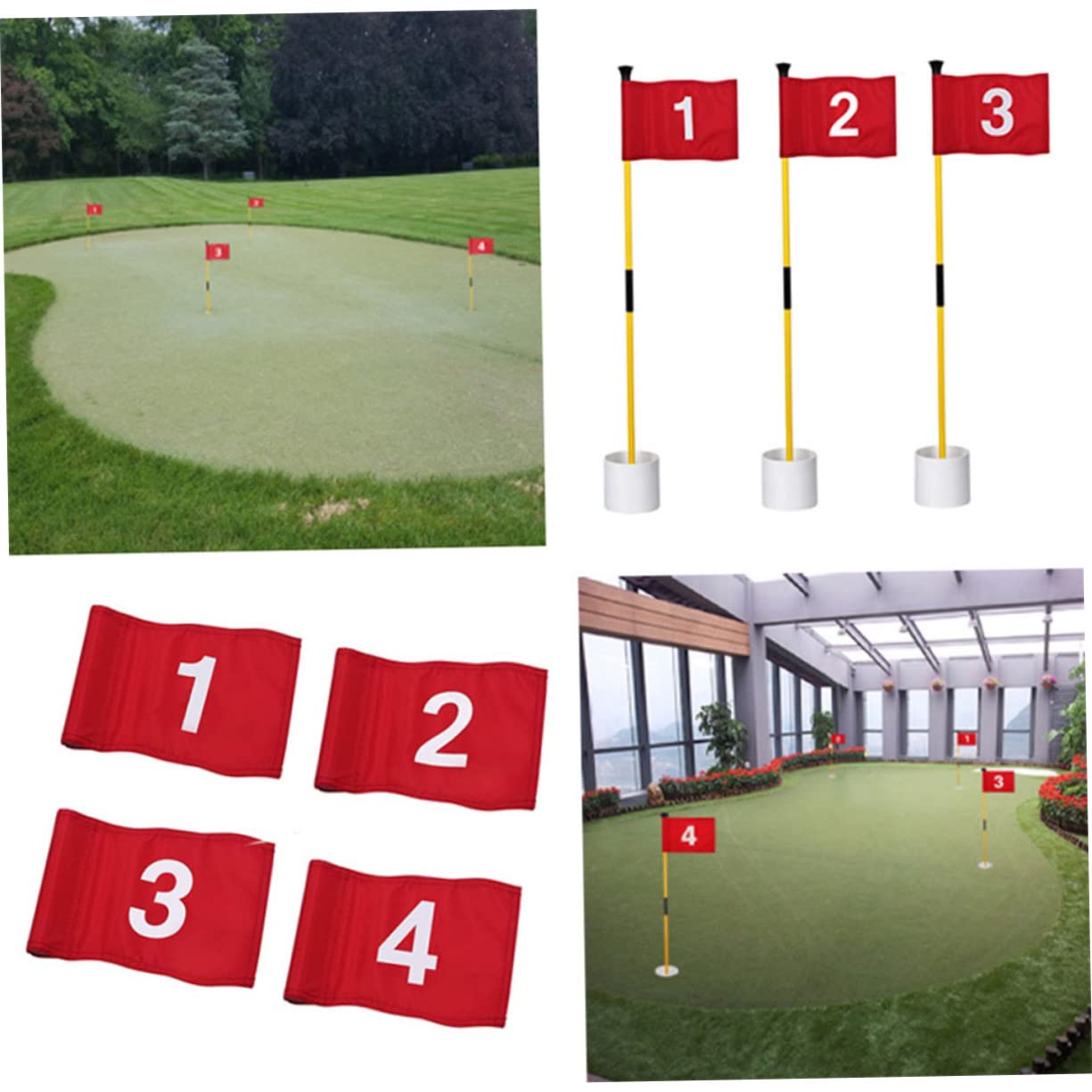 Mipcase Golf Flag for Pole 4 Pack Golf Hole Flags Outdoor Practical Golfing Course Supplies