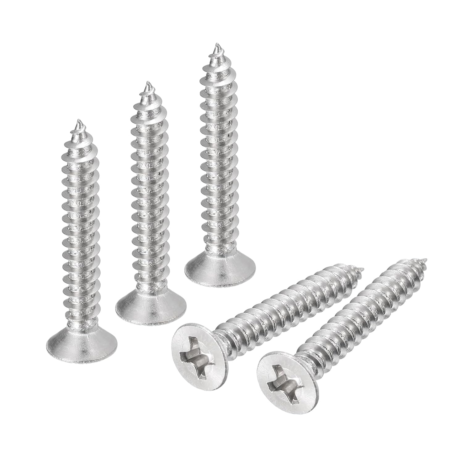 uxcell 6x1" Flat Head Sheet Metal Screws, 50pcs Phillips Drive Wood