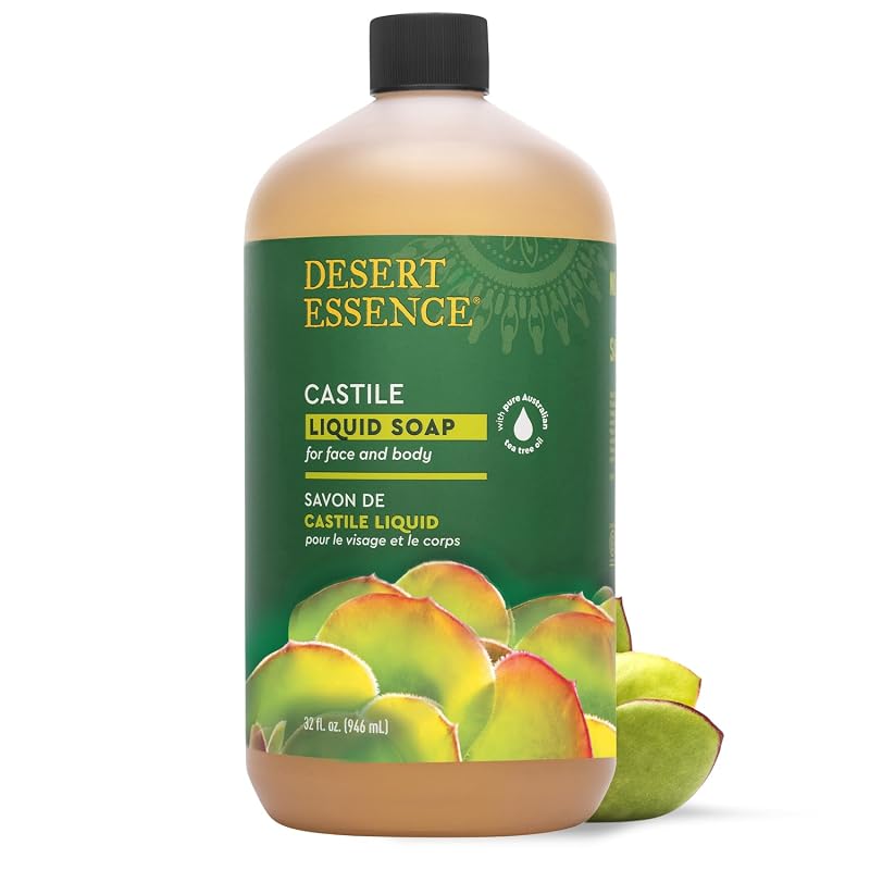 Sabonete líquido de Castela Desert Essence com óleo de tea tree para rosto e corpo, 950 mL