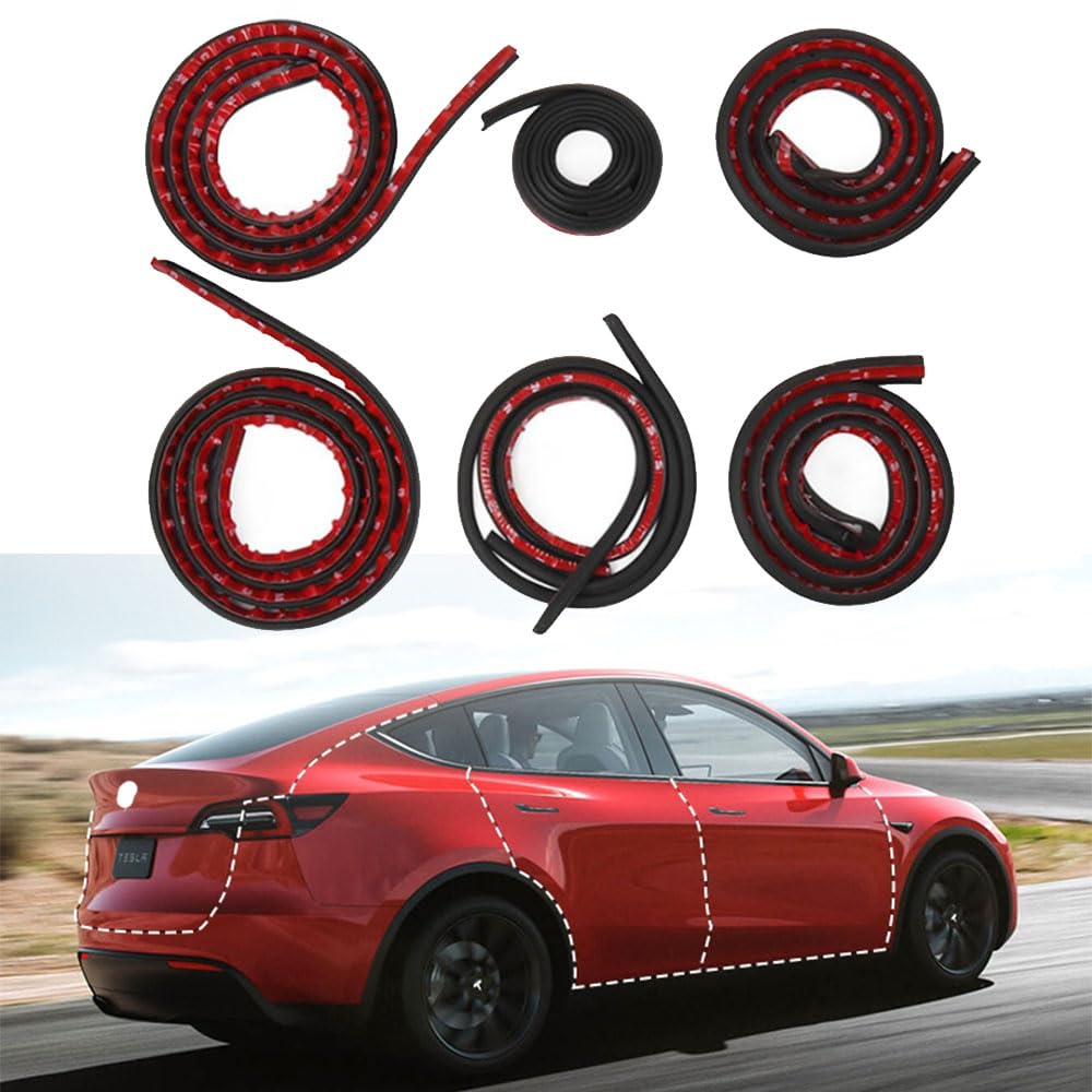 Rwraps Black Car Door Soundproof Seal Kit For Tesla Model 3 2017-2024, Rubber Weather Draft Seal Strip Wind Noise Reduction Kit For Car Window And Door, Trunk Edge, Engine Cover