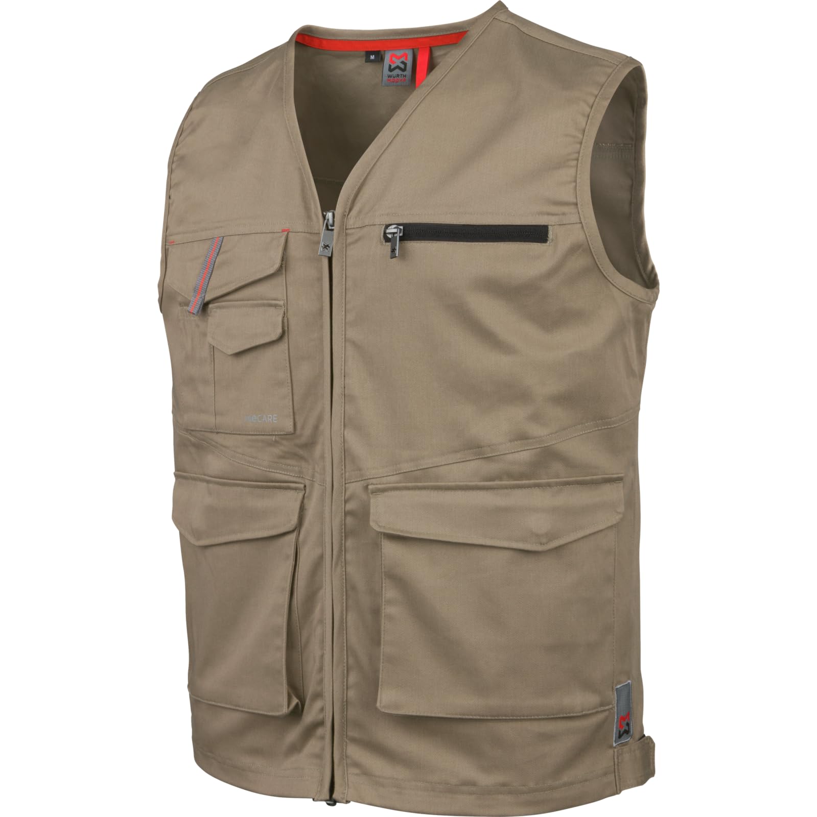 WÜRTH MODYF Arbeitsweste Stretch X – beige, Größe L, ärmellose Arbeitsweste