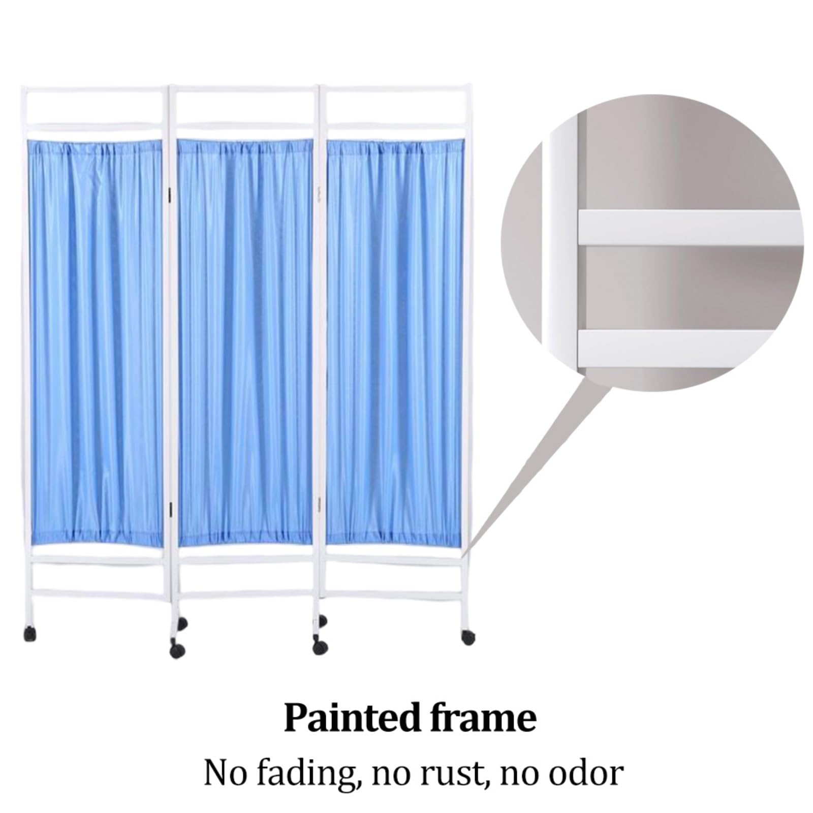Divisorio mobile per ambienti medici con ruote | Struttura in ferro e tessuto di nylon, pannello divisorio temporaneo autoportante per ospedali cliniche(Blue,4-panel)