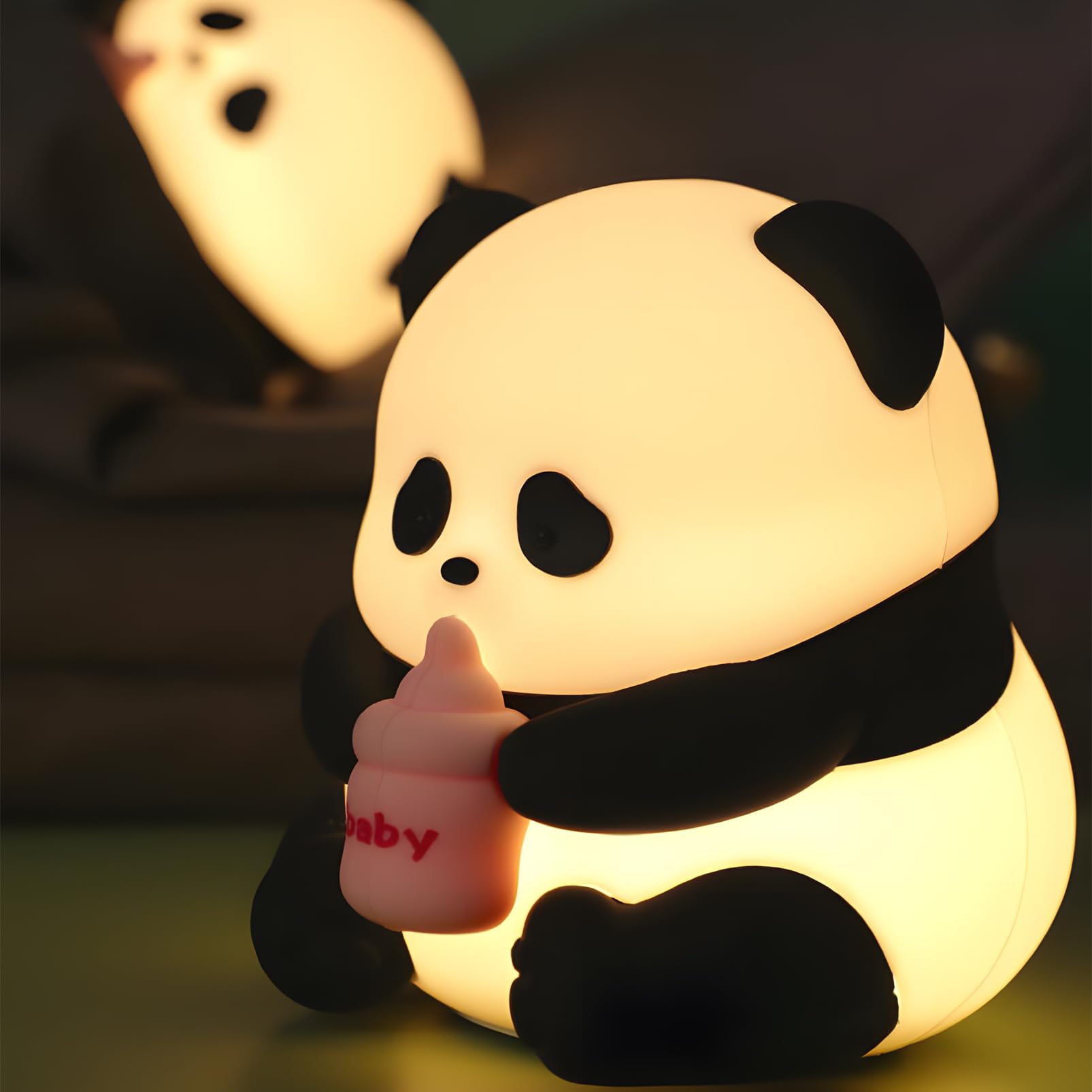 Luce Notturna Bambini, Panda Luci Notturna Ricaricabile con Timer, 7 Colori Lampada Notturna per Bambini , Silicone Lampada da Tavolo Bambini Touch,Luce Notturna Neonato, Regalo Neonato Bambini