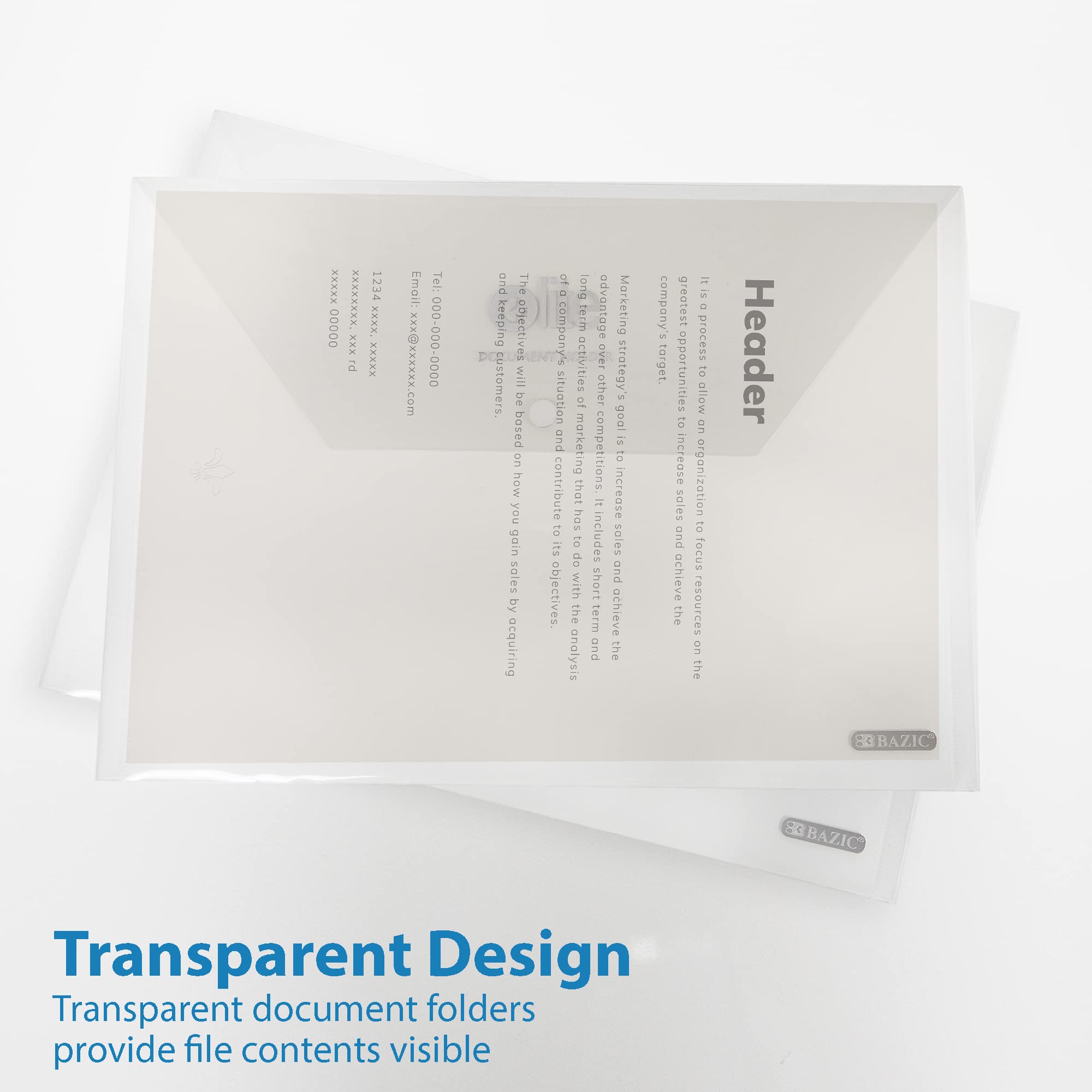 Plastic Folder BAZIC 4-Pack Clear Plastic Zip Envelopes - Letter/A4 ...