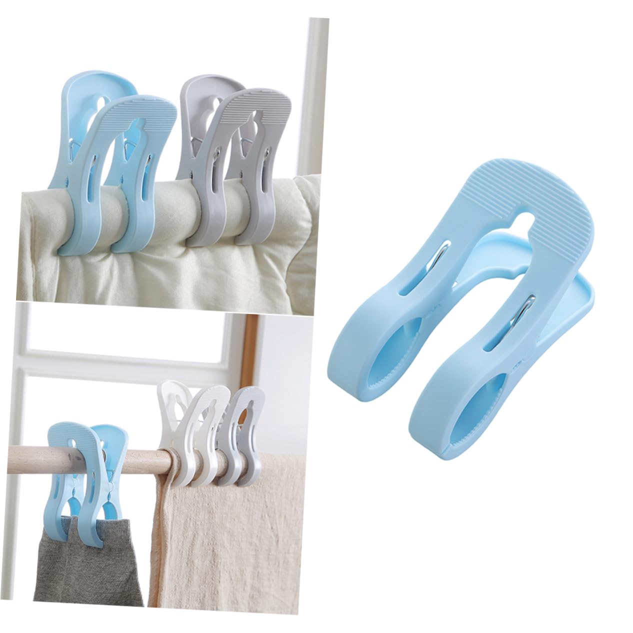 Mollette per Vestiti Antiscivolo Grandi in Plastica 10 Pezzi Blu
