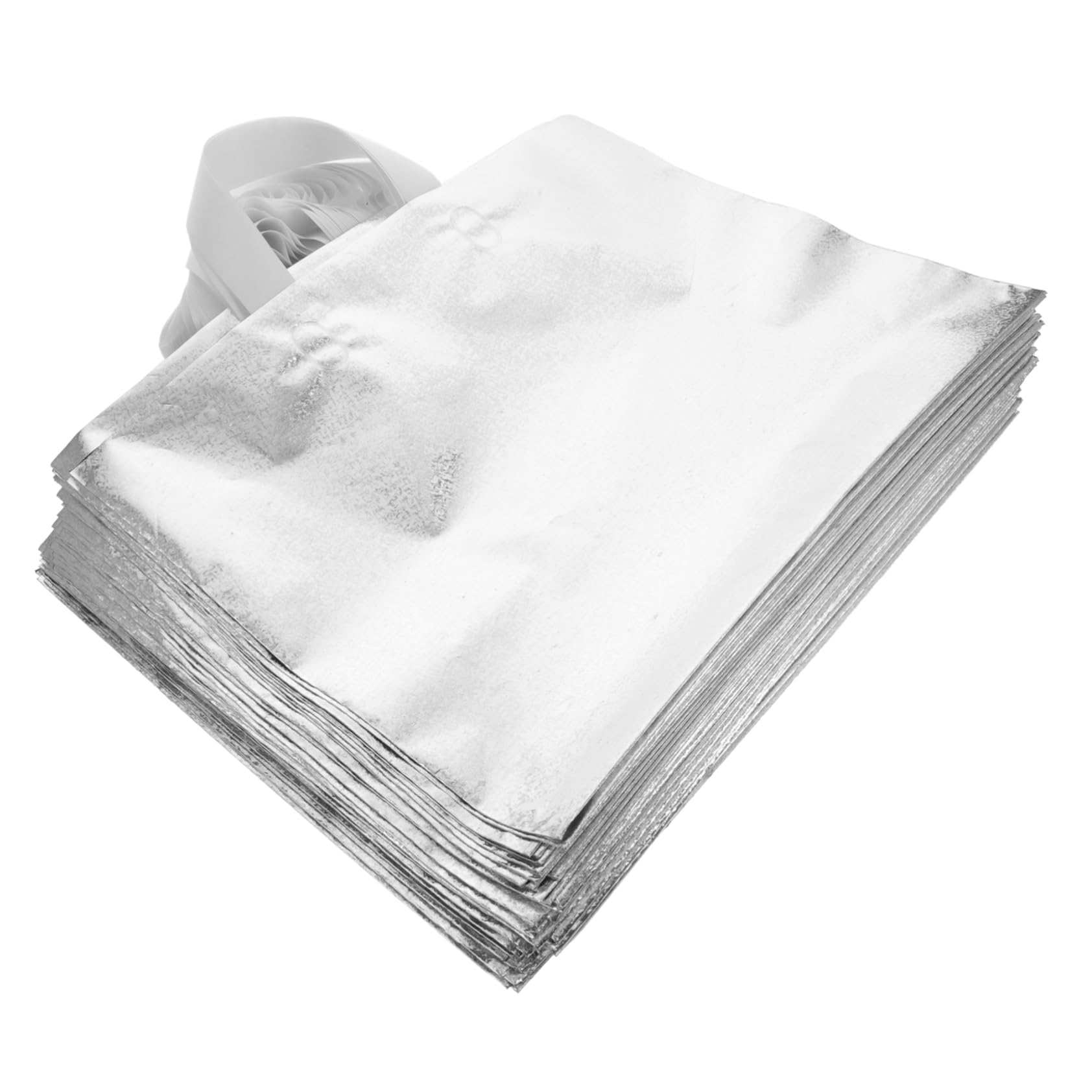 MOLUCKFU Hochzeitsgeschenketüten Mattierte Pe Geschenktüten mit Silbernem Glanzeffekt 50 Stück pro Packung mit Henkel Stabile Aufbewahrungsbeutel für Partygeschenke und Neujahrsfeiern