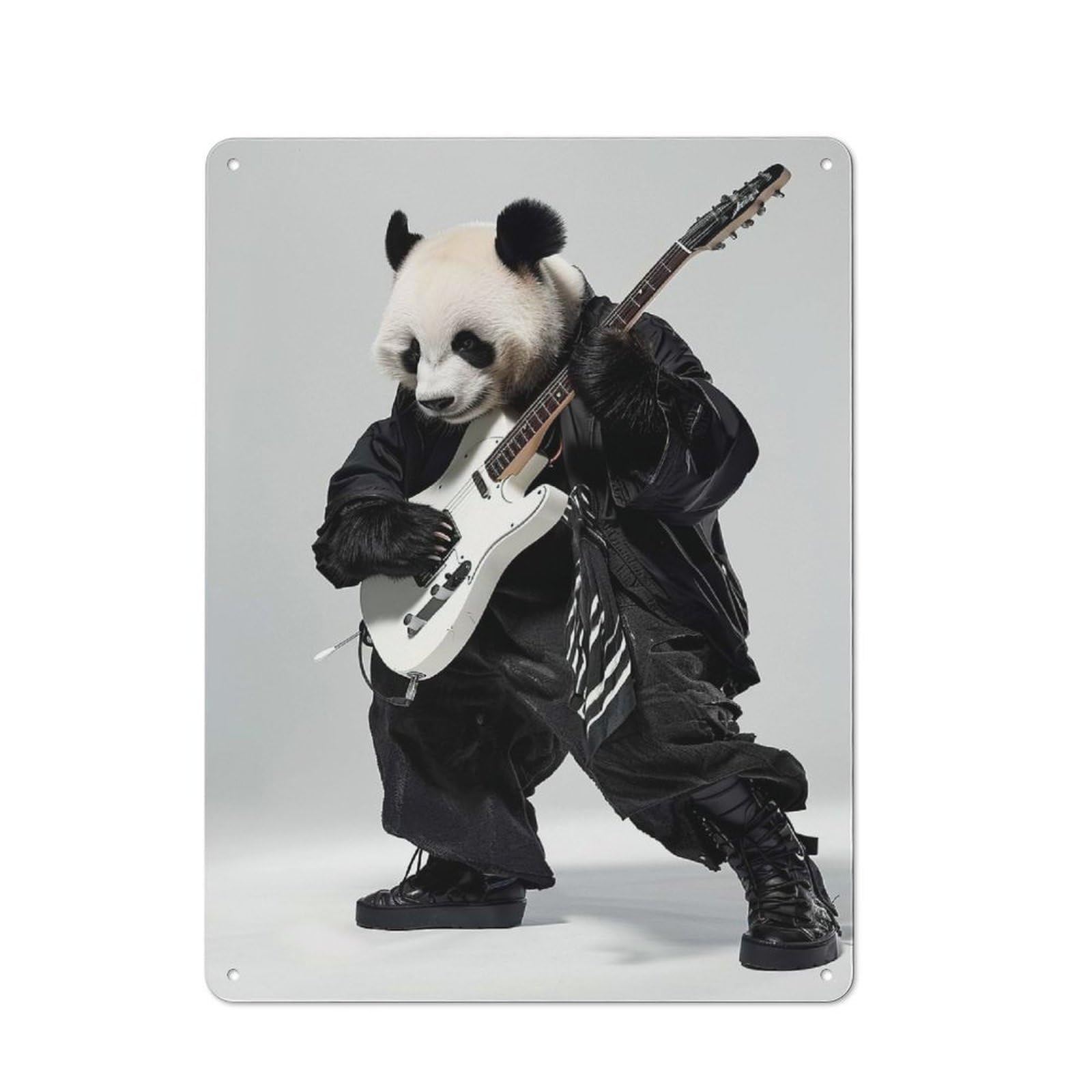 Junmoney Style-15 For Garden Room Or Summerhouse, Panda Guitar Retro Metal Sign 40X30cm, For Vintage Wall Decor Fans, For Metal Sign Collectors