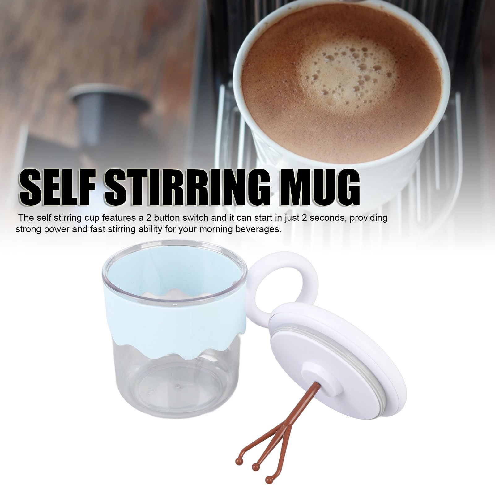 400ML Cute Electric Mixing Coffee Mug, Stirring Cup, Portable Self Stirring Mug with Powerful Fast Stirring Ability, Multi functional Mixing Cup for Milk, Protein Powder,