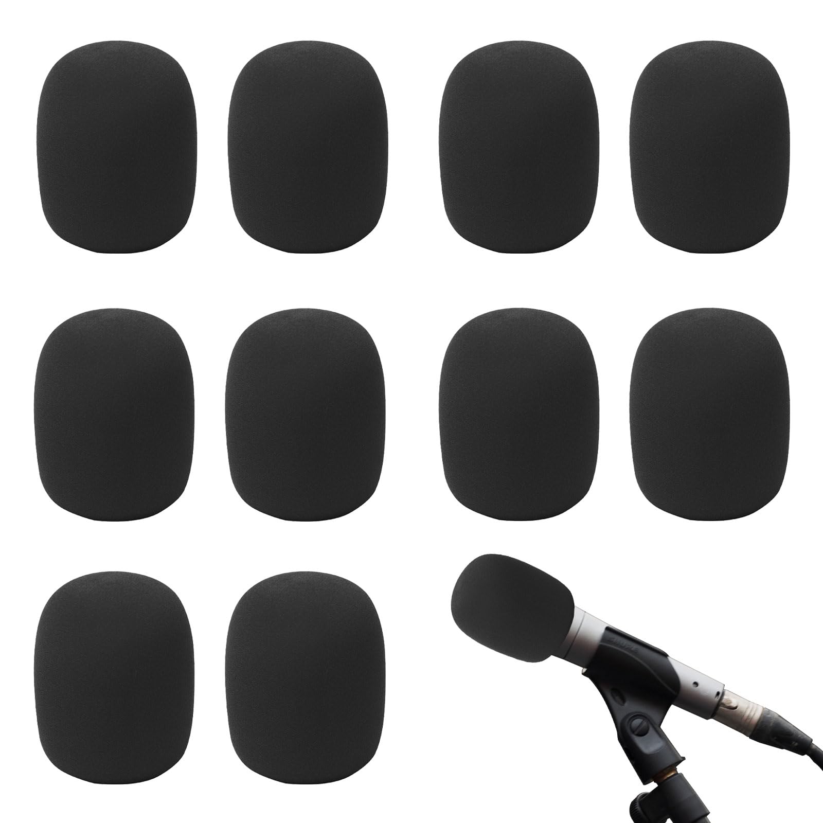 12 Copri-Microfono In Schiuma Nero - Antivento E Antipolvere Per Conferenze E Live - Foto 11