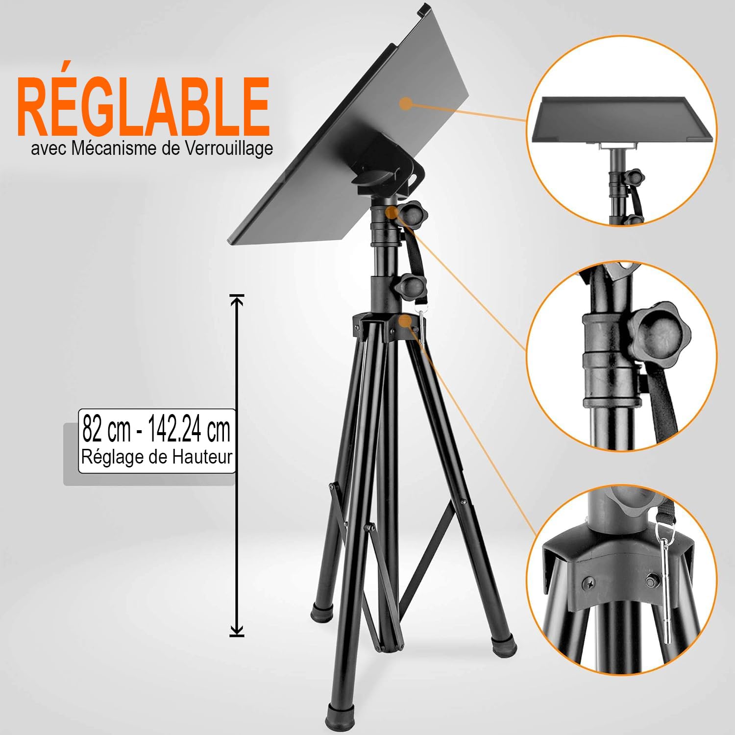 Pyle Support de Projecteur, Trépied Réglable en Hauteur, Support Videoprojecteur Pliable, S'étend de 76 à 134 cm, Pied pour Les Ordinateurs Portables, Projecteurs, Équipement de DJ, Noir
