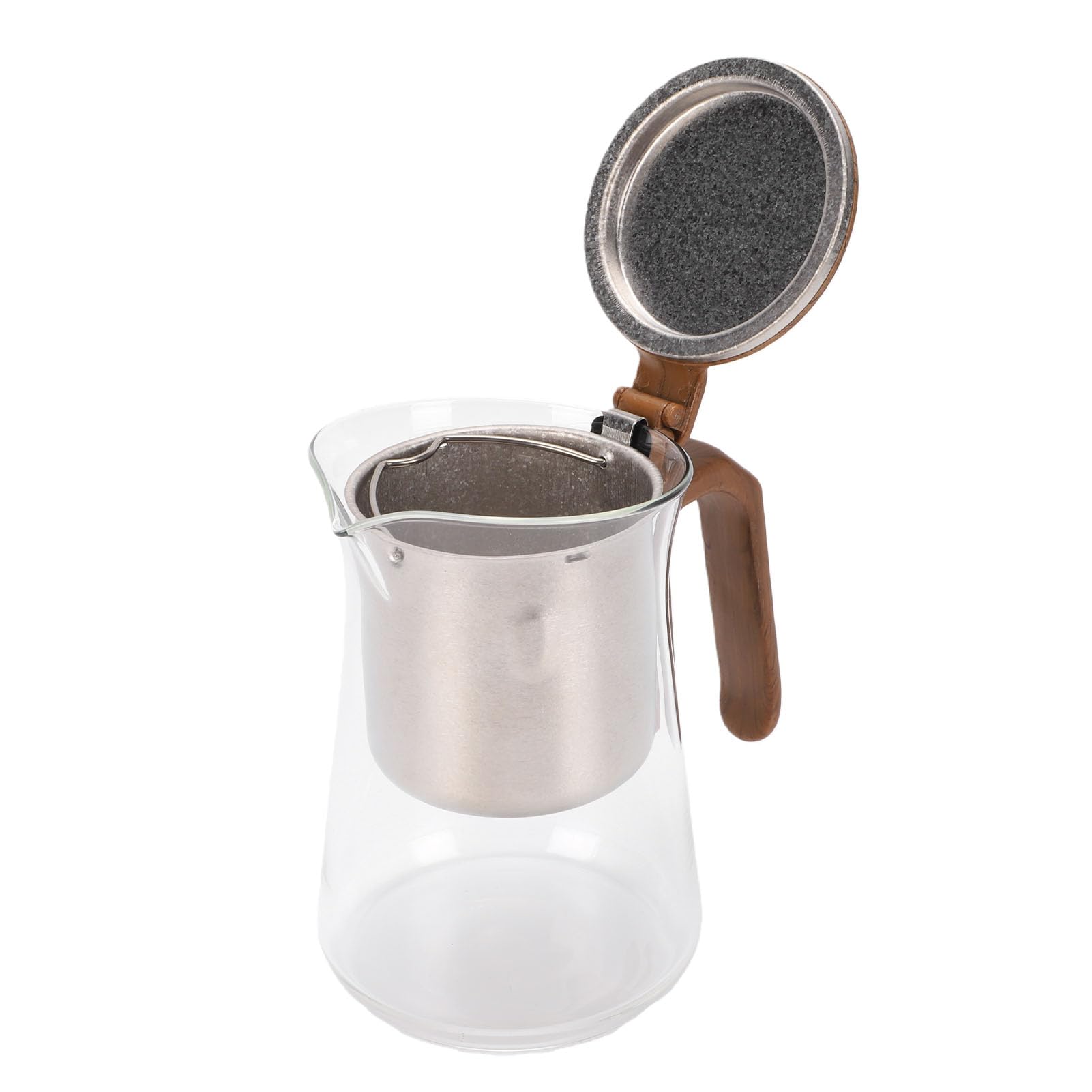 Zunate 600 Ml Ti-Ei-Teekanne mit Tassen, Glas-Teekanne mit Magnetischem Klappdeckel Zur Wassertrennung, Edelstahl-Teebereiter mit Drucksteuerung, 14 X 9,5 Cm Großes Brühset
