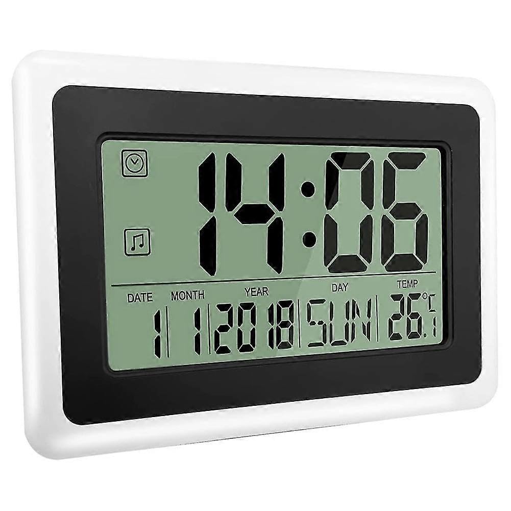 JOYHAPPST Digital Clock With Calendar & Temperature, Lcd Screen Alarm Clock With Extra Digits, Easy To Read A