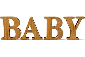 Rustic Wooden Baby Table Letters for Gender Neutral Shower Centerpiece