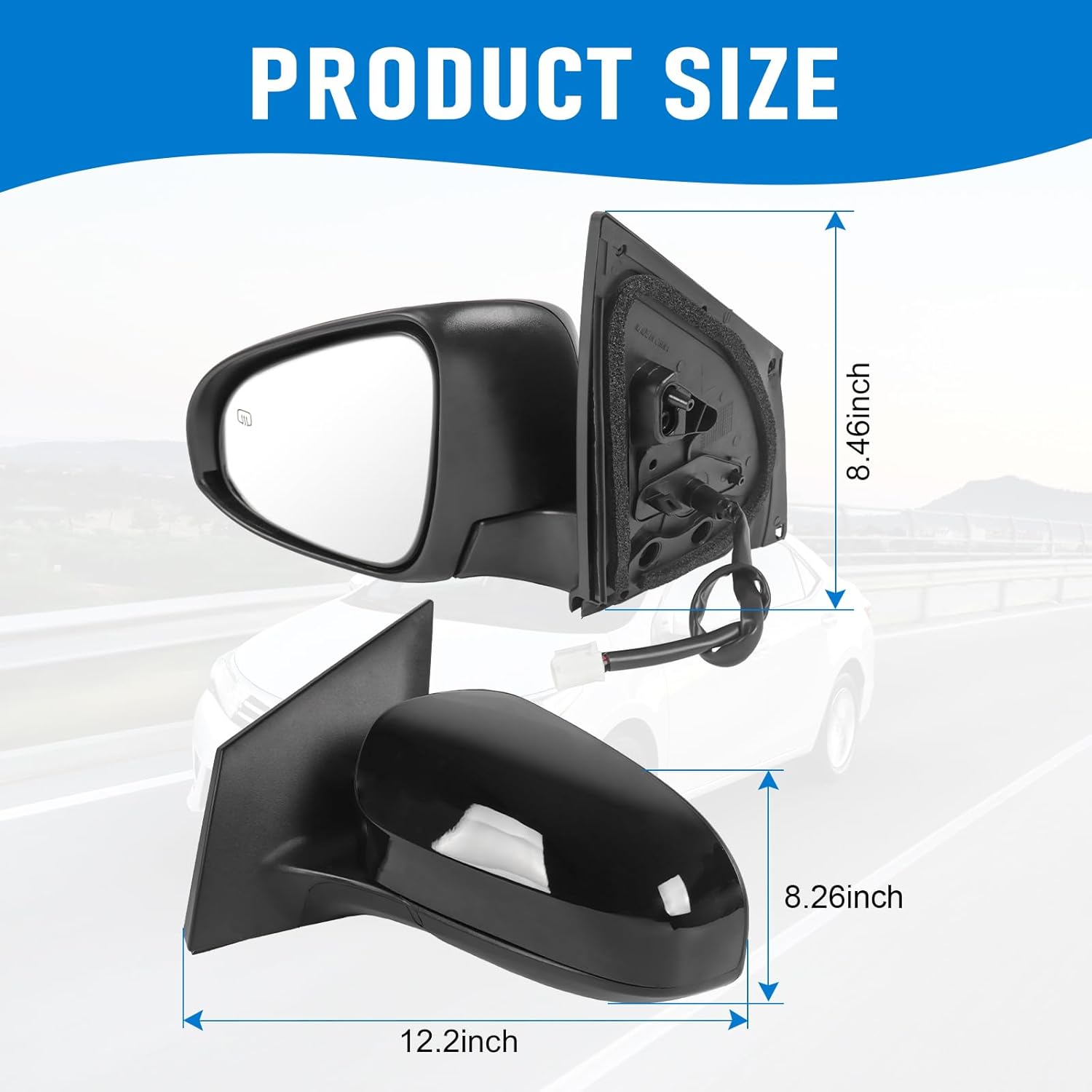 JDMSPEED Left Driver Side View Door Mirror Compatible with 2014-2019 Toyota Corolla with Power Glass Manual Folding Heated Black Replaces TO1320294(5Pin)
