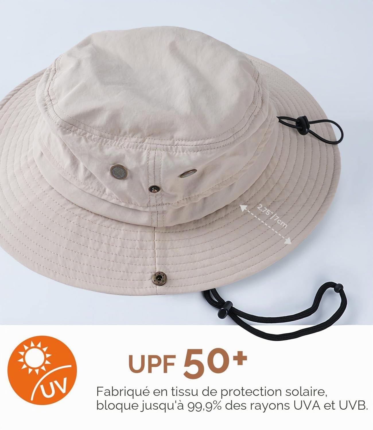 Hat Hut Chapeau de pluie étanche pour homme, UPF50+, large bord, pliable, toutes saisons, randonnée, pêche