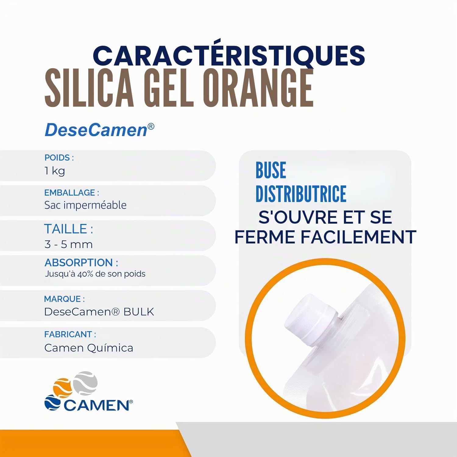 Gel de silice orange avec indicateur de saturation - Absorbeur d'humidité - réutilisable - sans DMF - non toxique - billes déshydratantes - Déshumidificateur (3-5MM 2 KG)