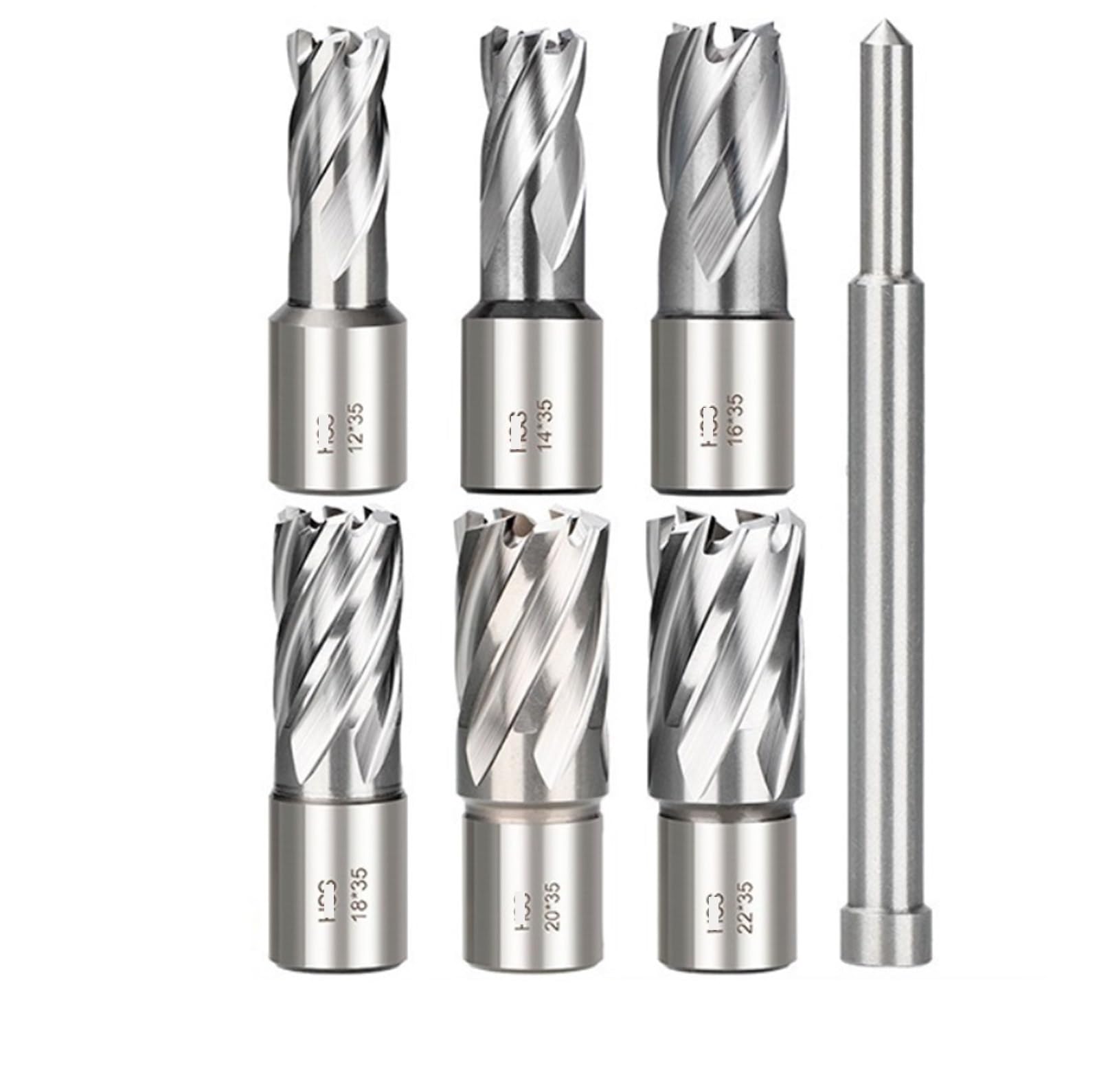 Juego de 7 Brocas de núcleo de Alta Velocidad, Cortador anular, vástago Weldon de 12-22 mm, Broca Hueca, Taladro magnético for Acero Inoxidable y Metal.