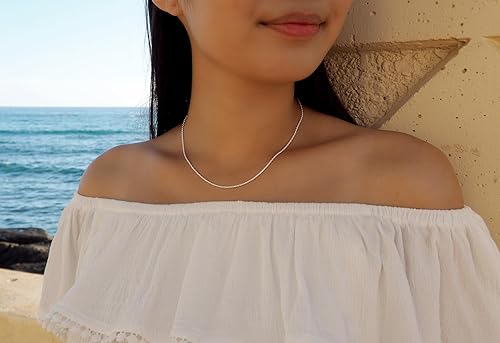 Miniatura 2 de Collar con cadena de corte diamante de 1.3 mm, plata esterlina sólida italiana sin níquel, 14 a 36 pulgadas