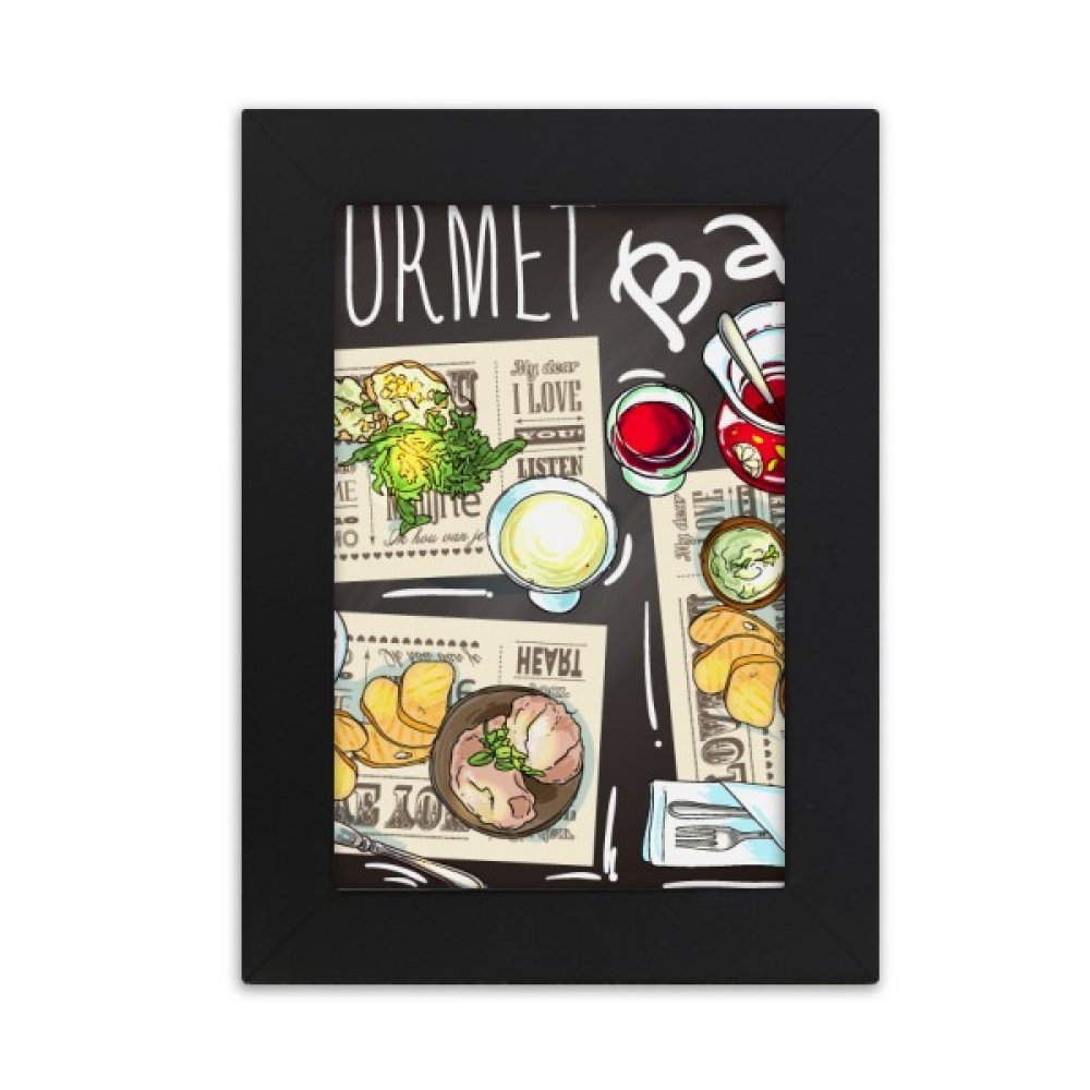 Cadre photo noir d'art avec peinture multicolore gourmet format 4x6 pouces