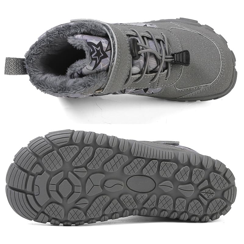 Winter Children Barefoot Snow Boots High-Top Shoes Anti Slip Plush Trail Running Shoes for Hiking Climbing Outdoor Boots (622-grey, Toddler, 13.5, Digital, US Shoe System, Wide Leg Pants)3