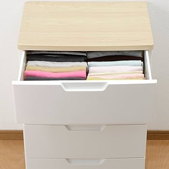 【美品・アイリスオーヤマ】木目天板HG-7244 4段チェスト ホワイト/木目 美品・アイリスオーヤマ】木目天板HG-7244 4段チェスト ホワイト