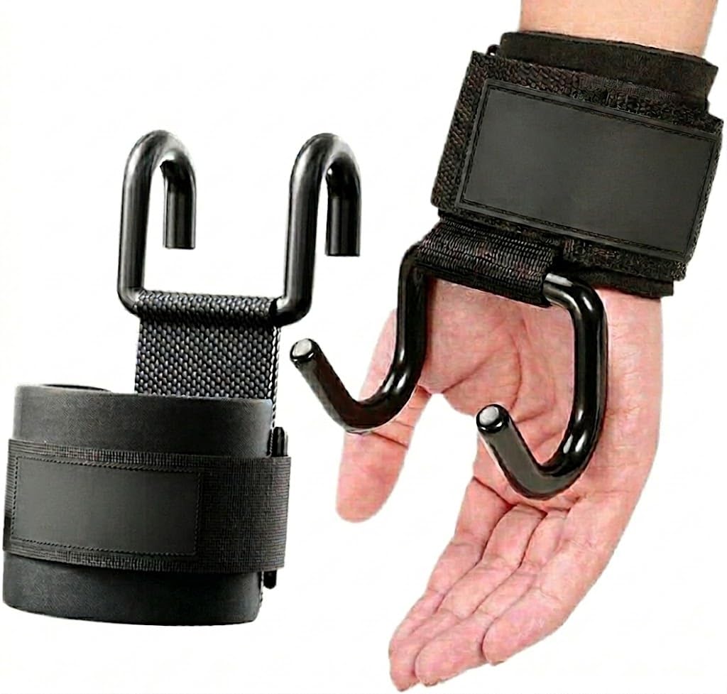 2 PCS Weight Lifting Hooks with Adjustable Wrist Straps | Heavy Duty Steel Grip Support for Deadlifts, Pull-Ups, Rows & Powerlifting | Non-Slip Gym Hand Grips for Men & Women-image-11