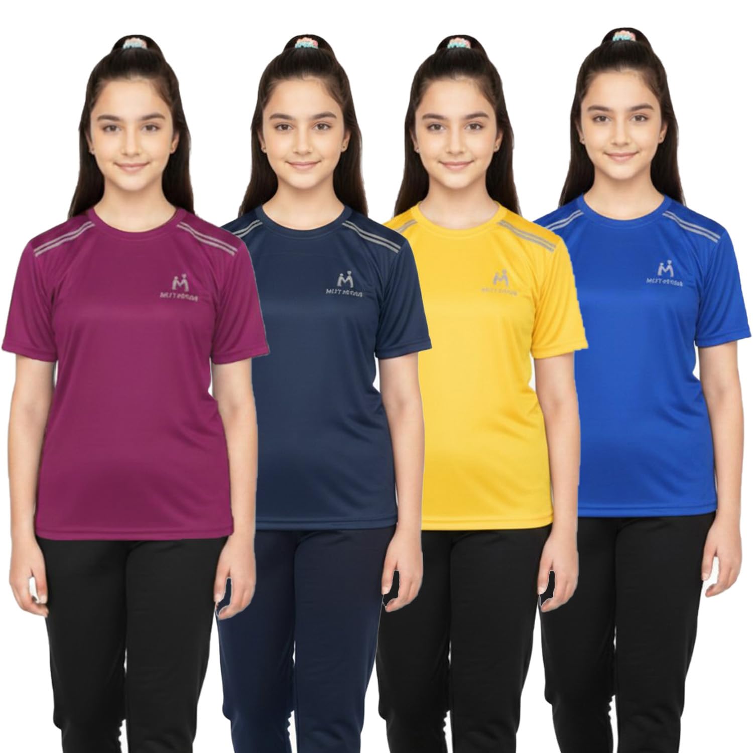 MIST N FOGG Girls Polyester Sports T Shirt (Pack of 4)-image-32