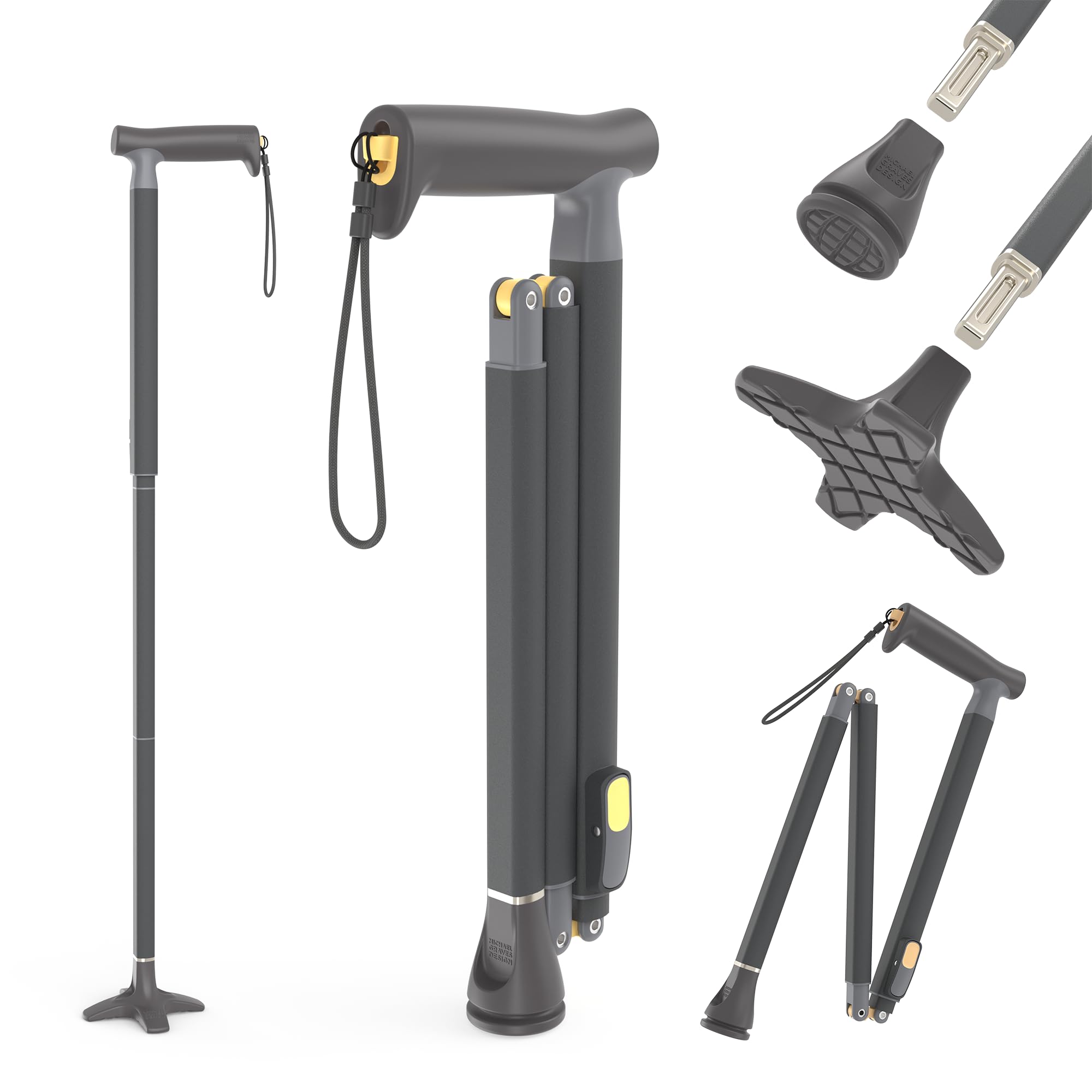 Michael Graves Quick Fold Walking Cane for Men and Women - Foldable Walking Stick for Stability and Style - Collapsible Folding Cane - Walking Sticks for Seniors & Adults