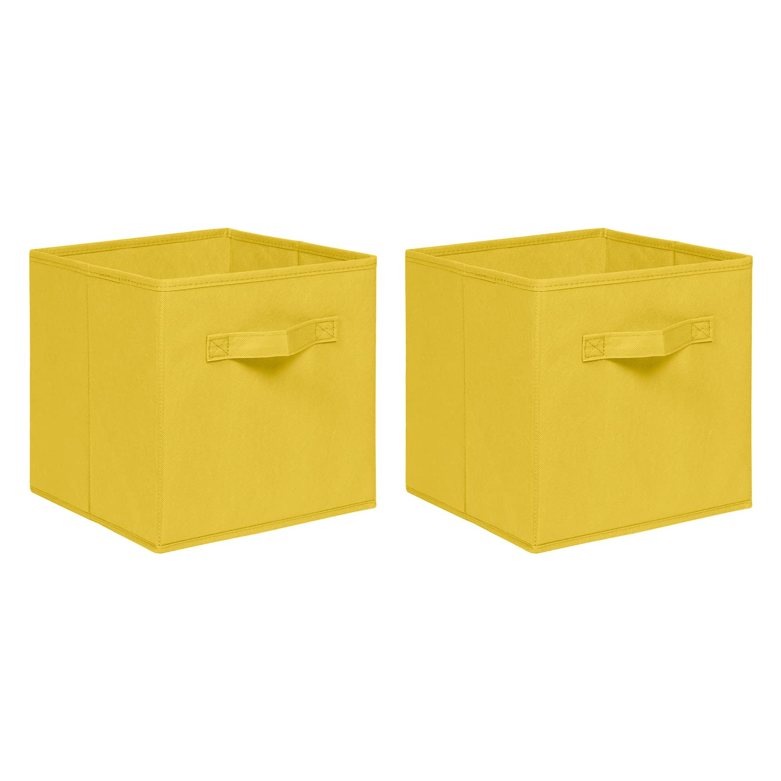 NICEME Foldable Cube Storage Unit Boxes, Non-Woven Fabric Storage Boxes Set, Clothes Drawers for Shelves, 26.5x26.5x28 cm (Bright Yellow, Set of 2) — image 1