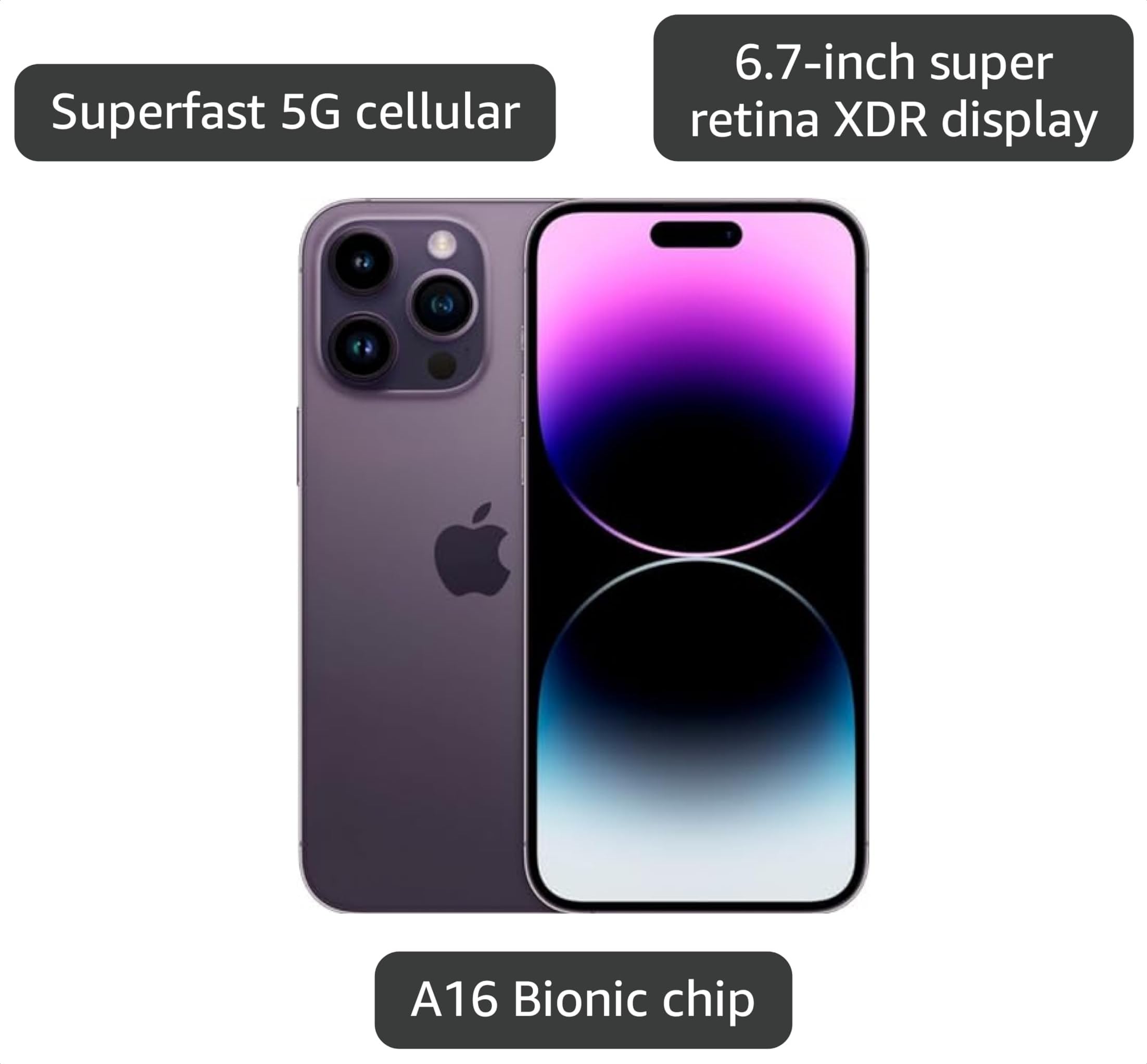 Amazon.com: Apple iPhone 14 Pro Max, 128GB, Deep Purple - Unlocked