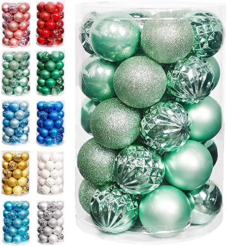 Lulu Home Christmas Ball Ornaments, 34 Ct Xmas Tree Decorations, Holiday Hanging Balls (Light Green, 2.36")
